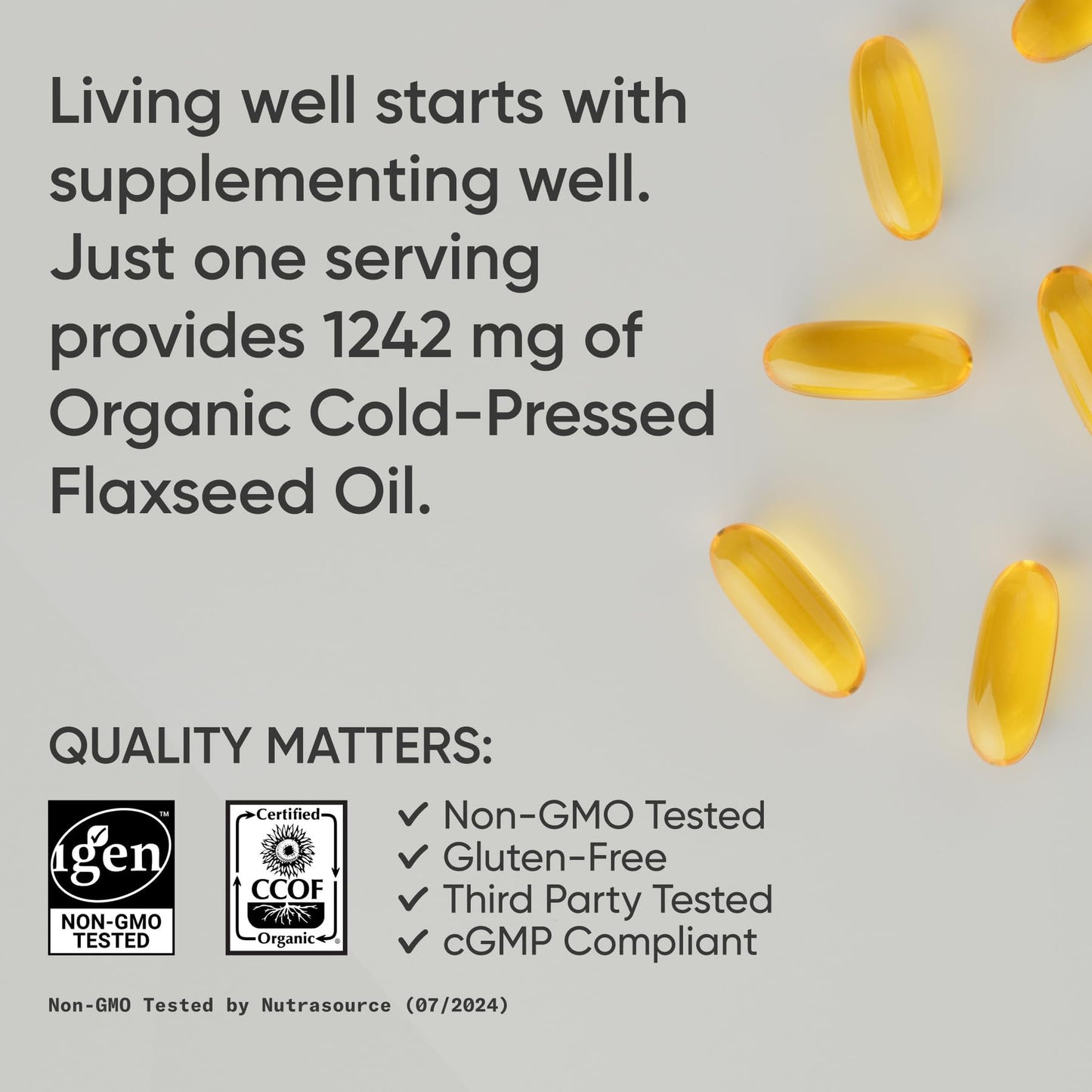 Sports Research Organic Flaxseed Oil Softgels 1242mg 200 Count