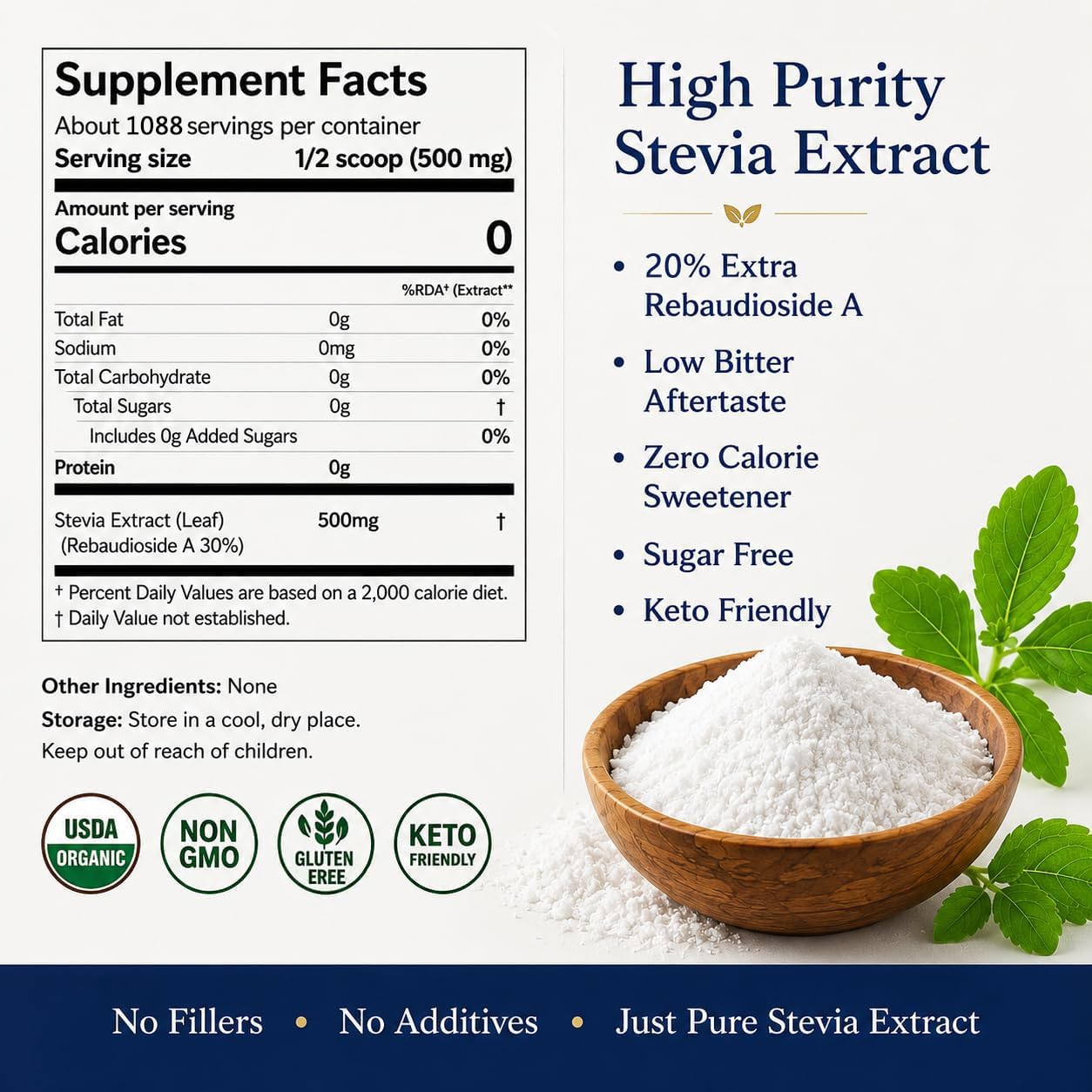 WildSap Emeralds Organic Stevia Powder 19.2 Ounce