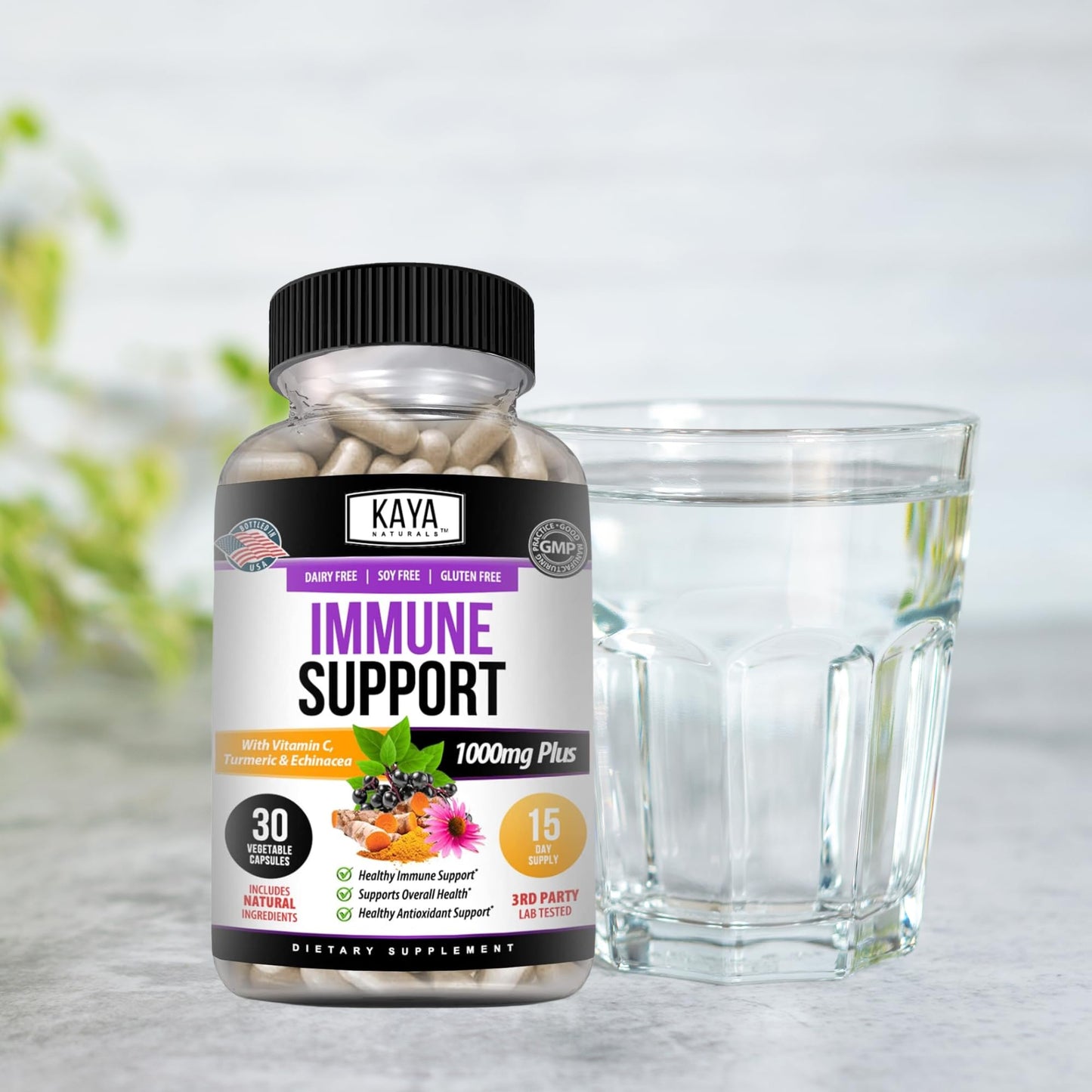 Kaya Naturals Elderberry Immune Support Sambucus Capsules 30 Count