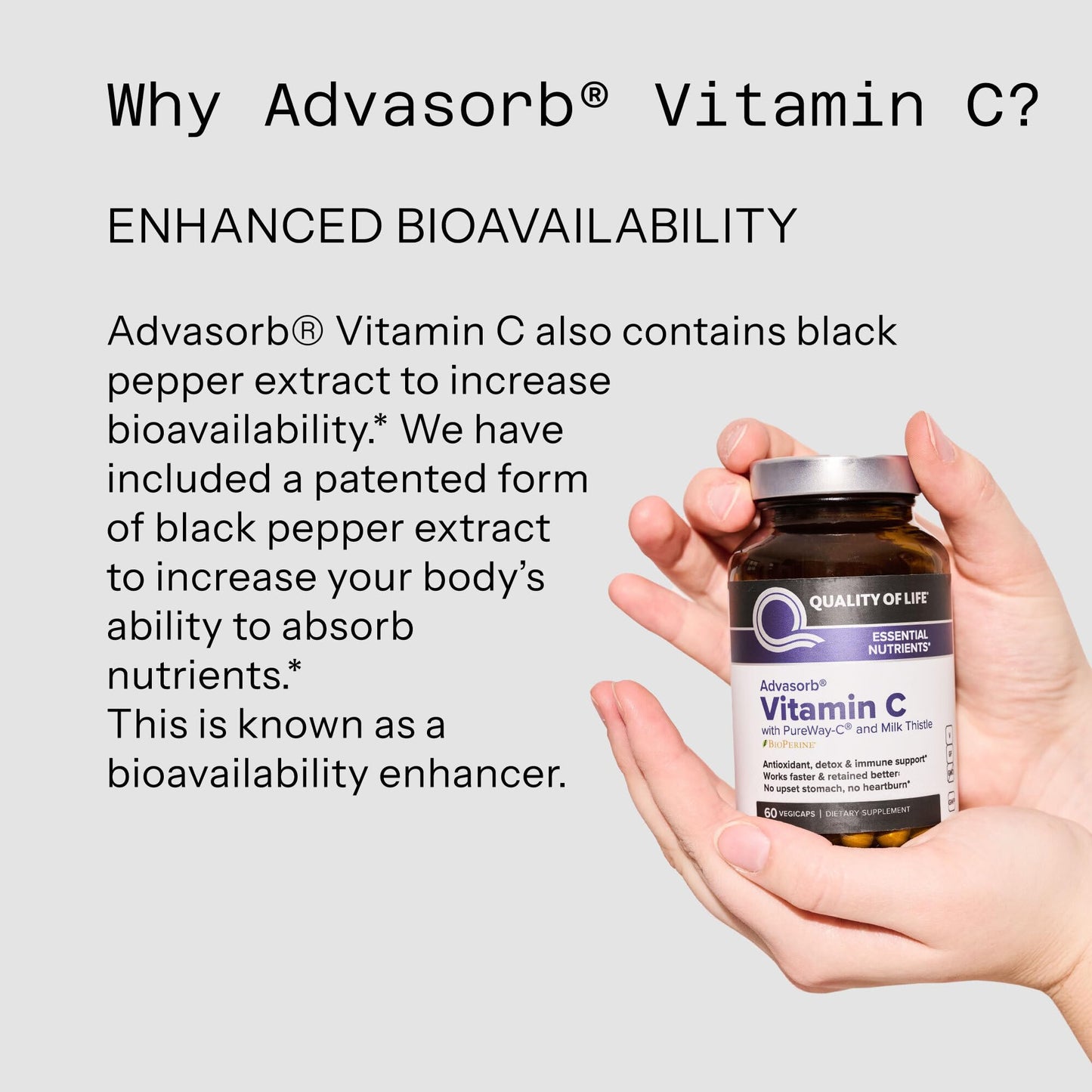 Quality of Life Advasorb Vitamin C Supplement Capsules 60 Count