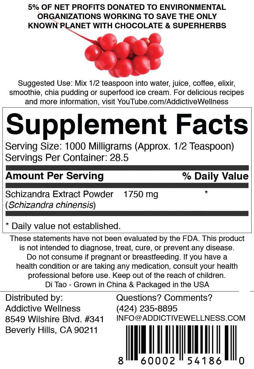 Addictive Wellness Schizandra Berry Extract Powder 1 Count