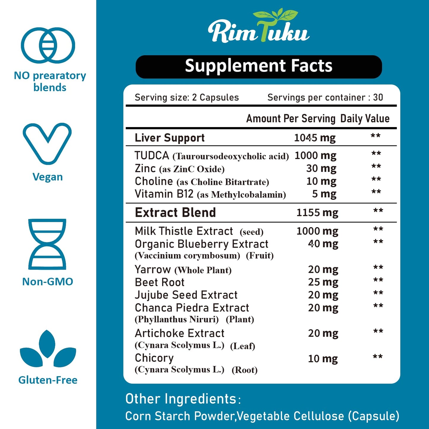 RimTuku TUDCA 2200MG with Milk Thistle 12-in-1 Formula Liver Support Capsules, 60 Count