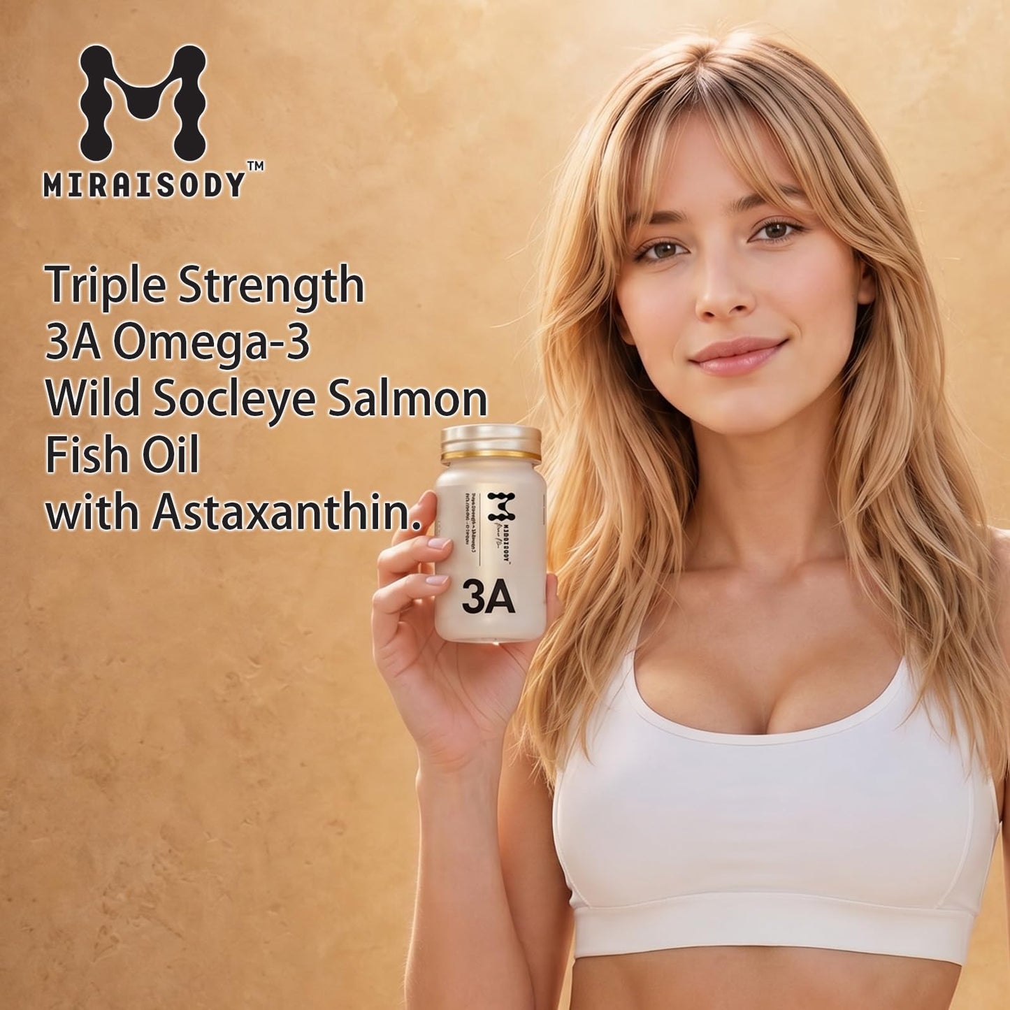 Miraisody Wild Sockeye Salmon Fish Oil with Astaxanthin 3A Omega-3 Formula (EPA, DHA, DPA) Softgel 60 Count