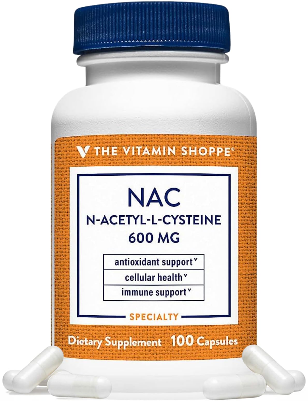 The Vitamin Shoppe NAC N-Acetyl-L-Cysteine 600 MG Capsules 100 Count