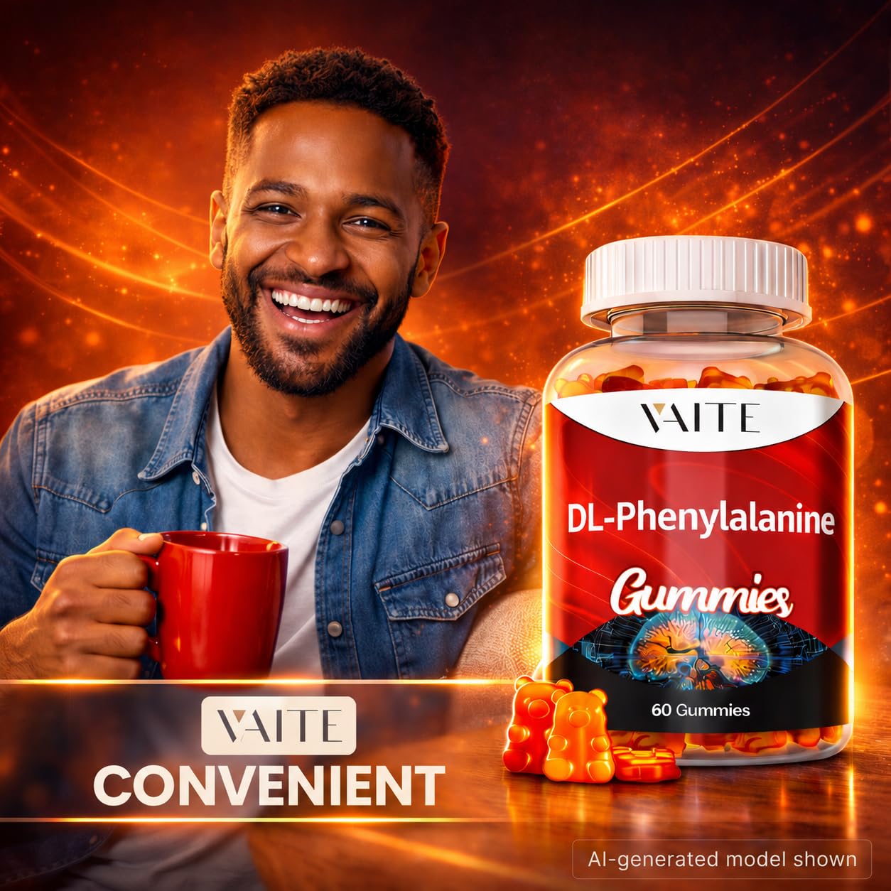 VAITE DLPA: DL-Phenylalanine 1000mg – Advanced Form of Phenylalanine for Amino Acid Support, 60 Gummies