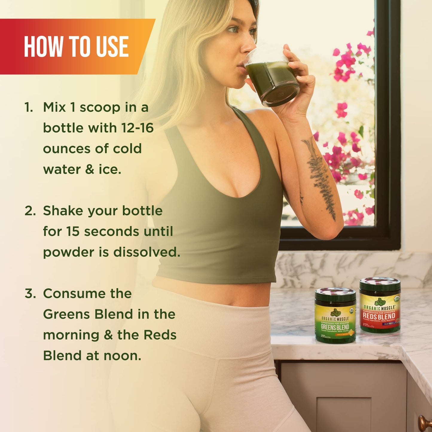 Organic Muscle Vegan Greens and Reds Superfood Powder, 2-Pack