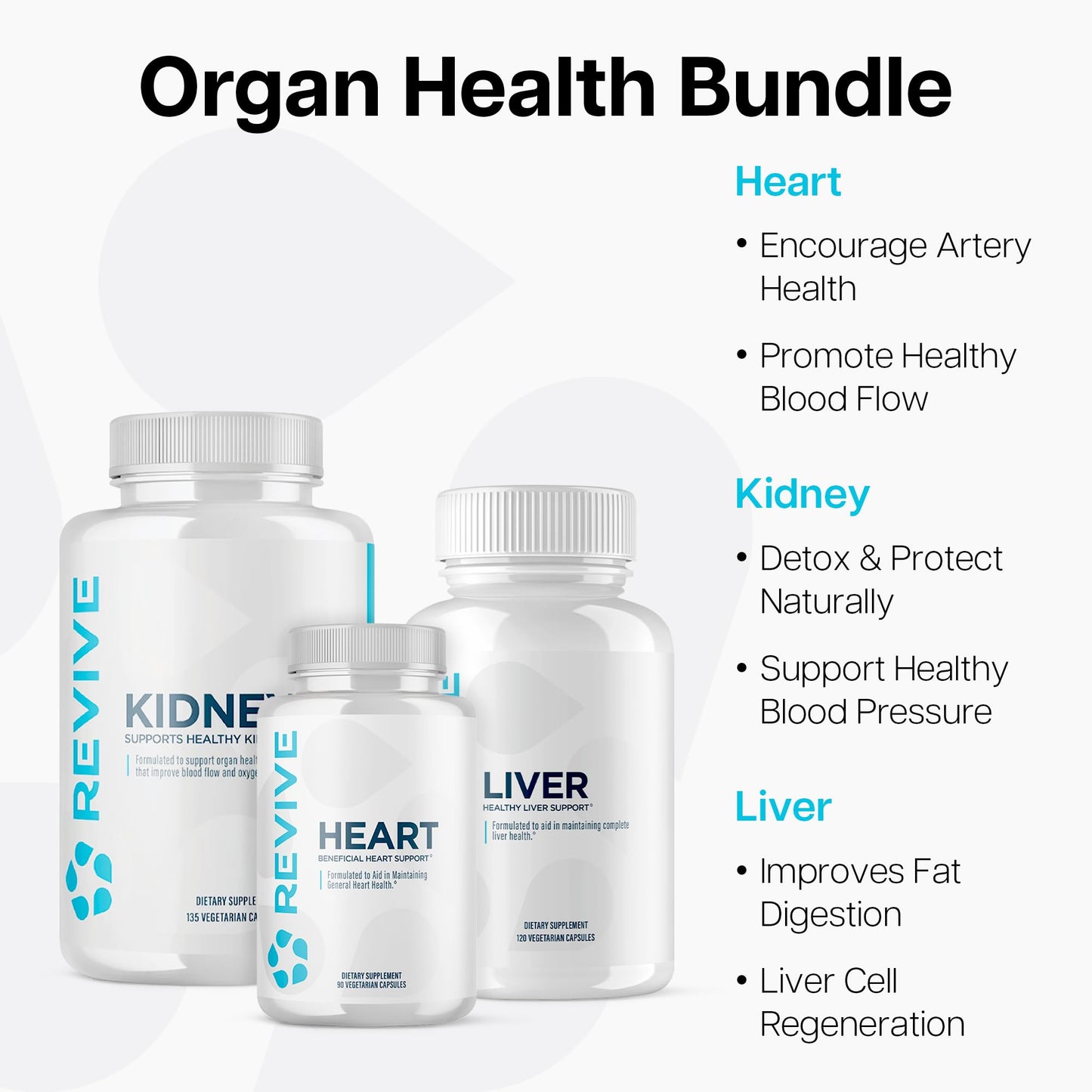 Revive MD Supplement Bundle for Heart, Kidney & Liver Health, 345 Capsules