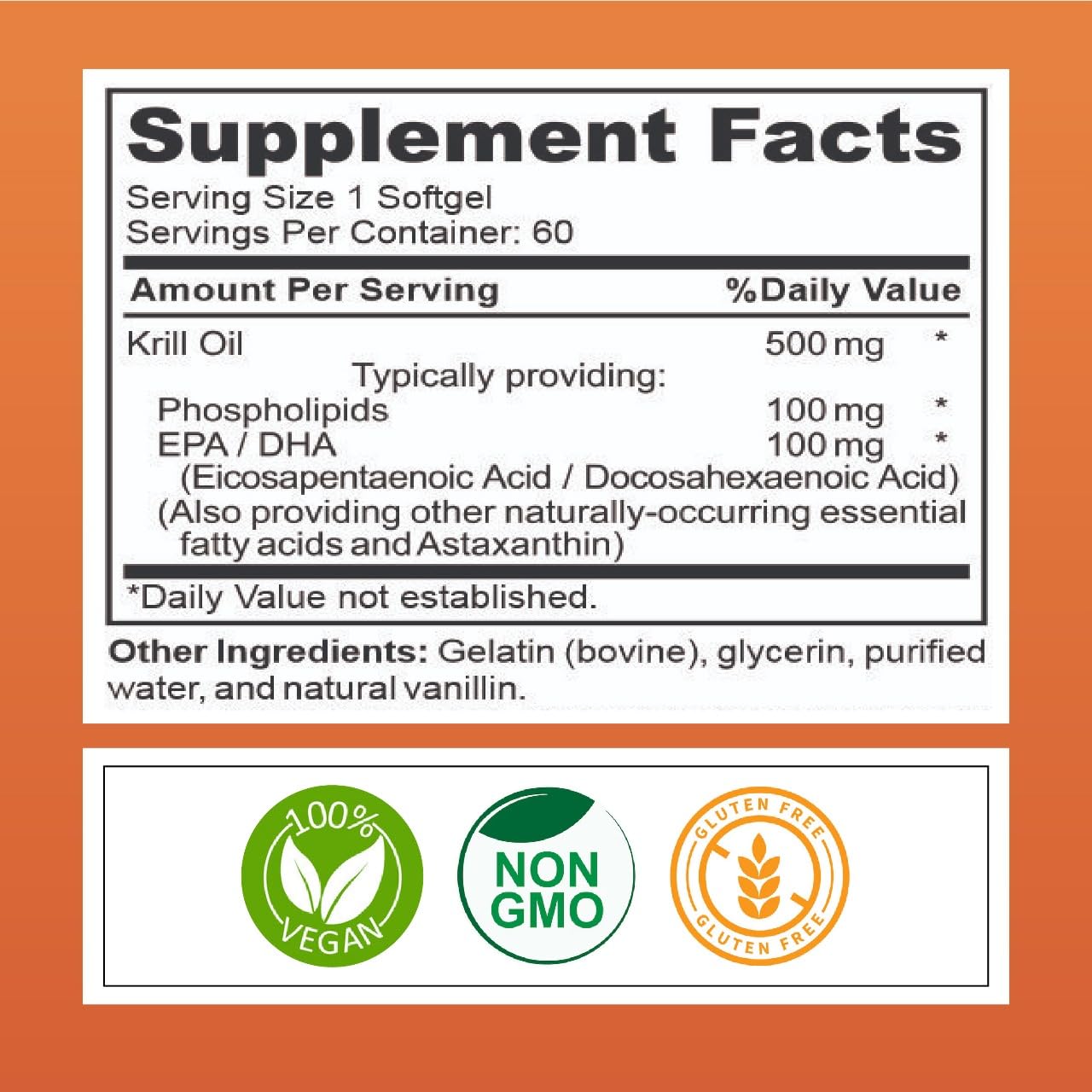 Kurryculum Krill Oil 500 mg – High-Potency Omega-3 (EPA & DHA), burpless Uniquely Small, Rich in Astaxanthin, Sustainably Sourced, Third-Party Tested Softgels, 60 Count