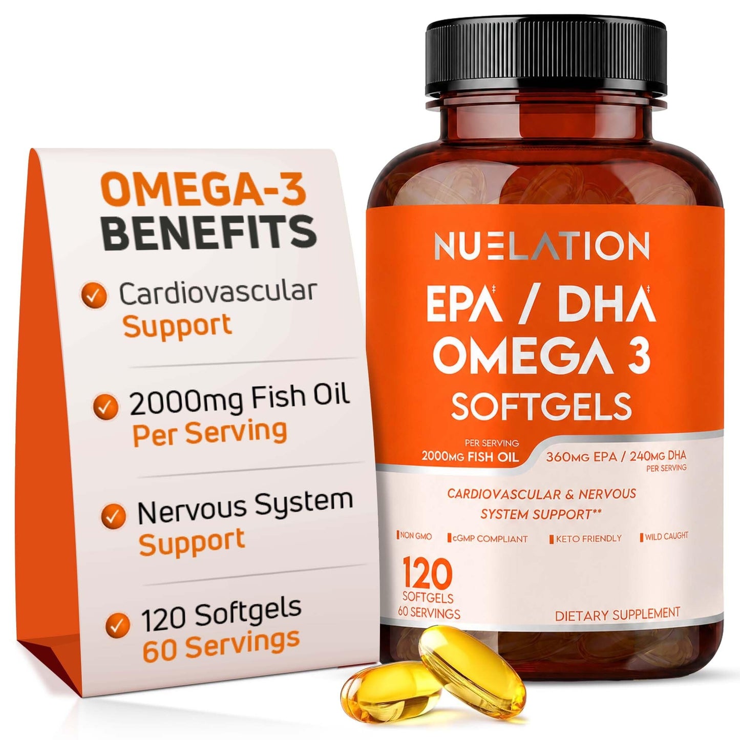 NUELATION Omega 3 Fish Oil 2000mg Softgels 120 Count