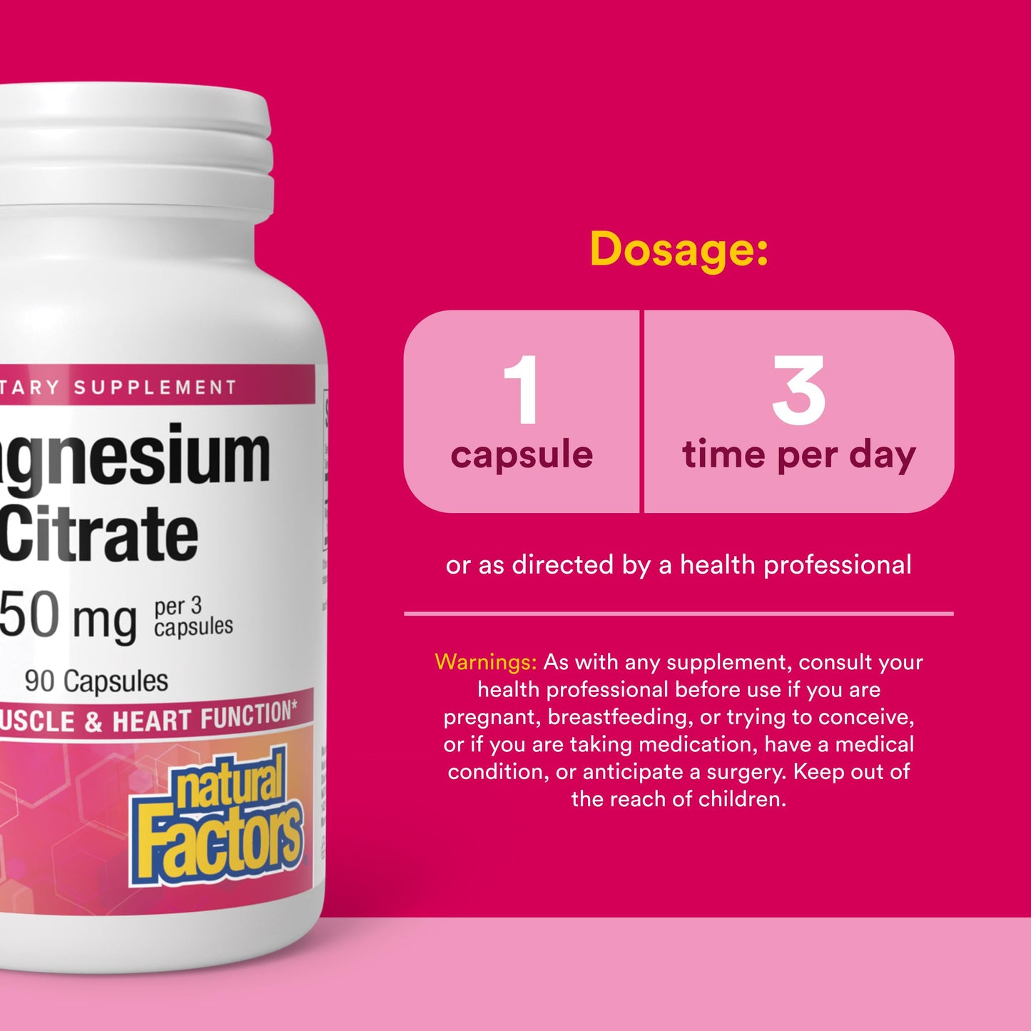 Natural Factors Magnesium Citrate Capsules 90 Count