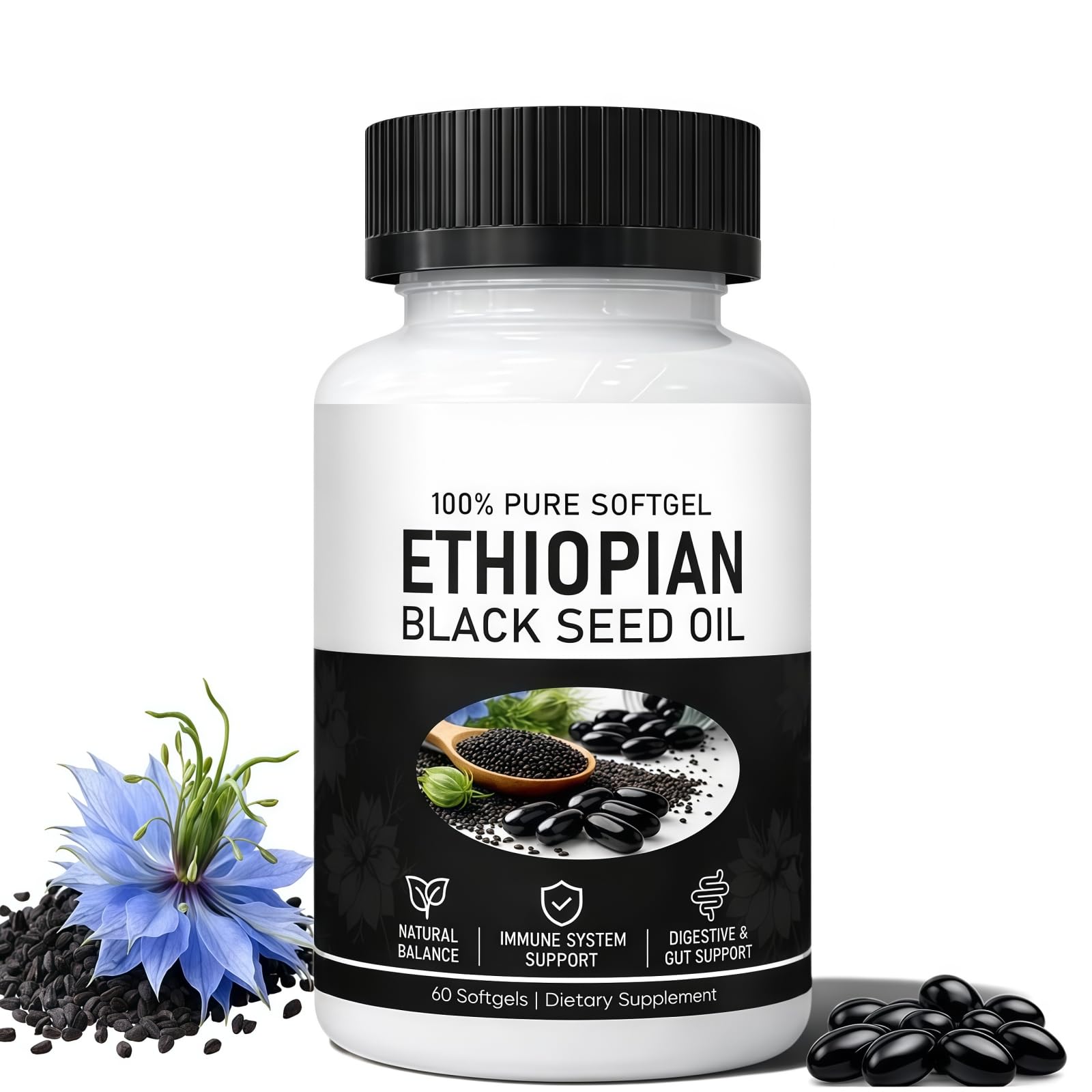 POYICGS Ethiopian Black Seed Oil Caplets, 60