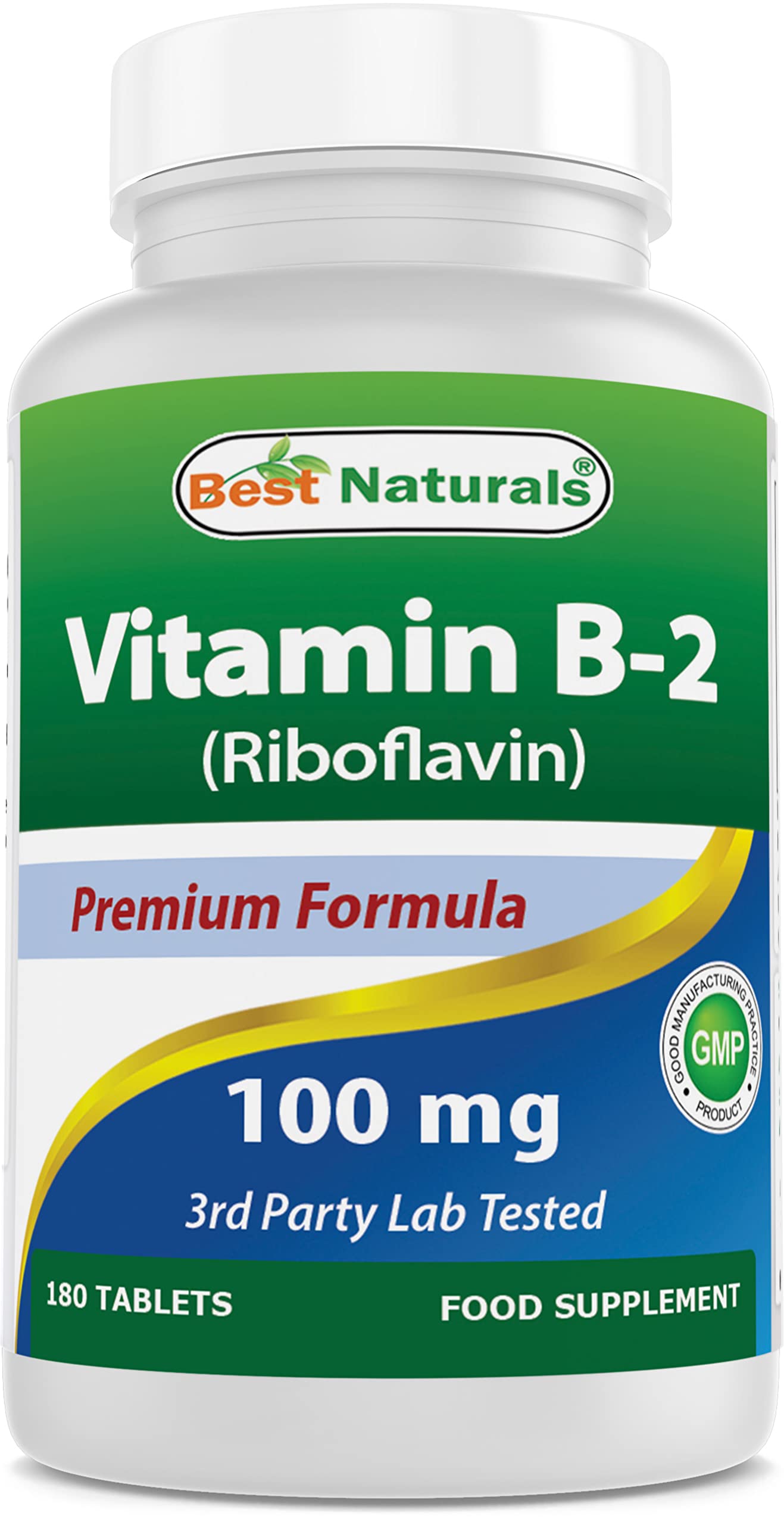 Best Naturals Vitamin B2 (Riboflavin) 100 mg Tablet, 180 Tablets