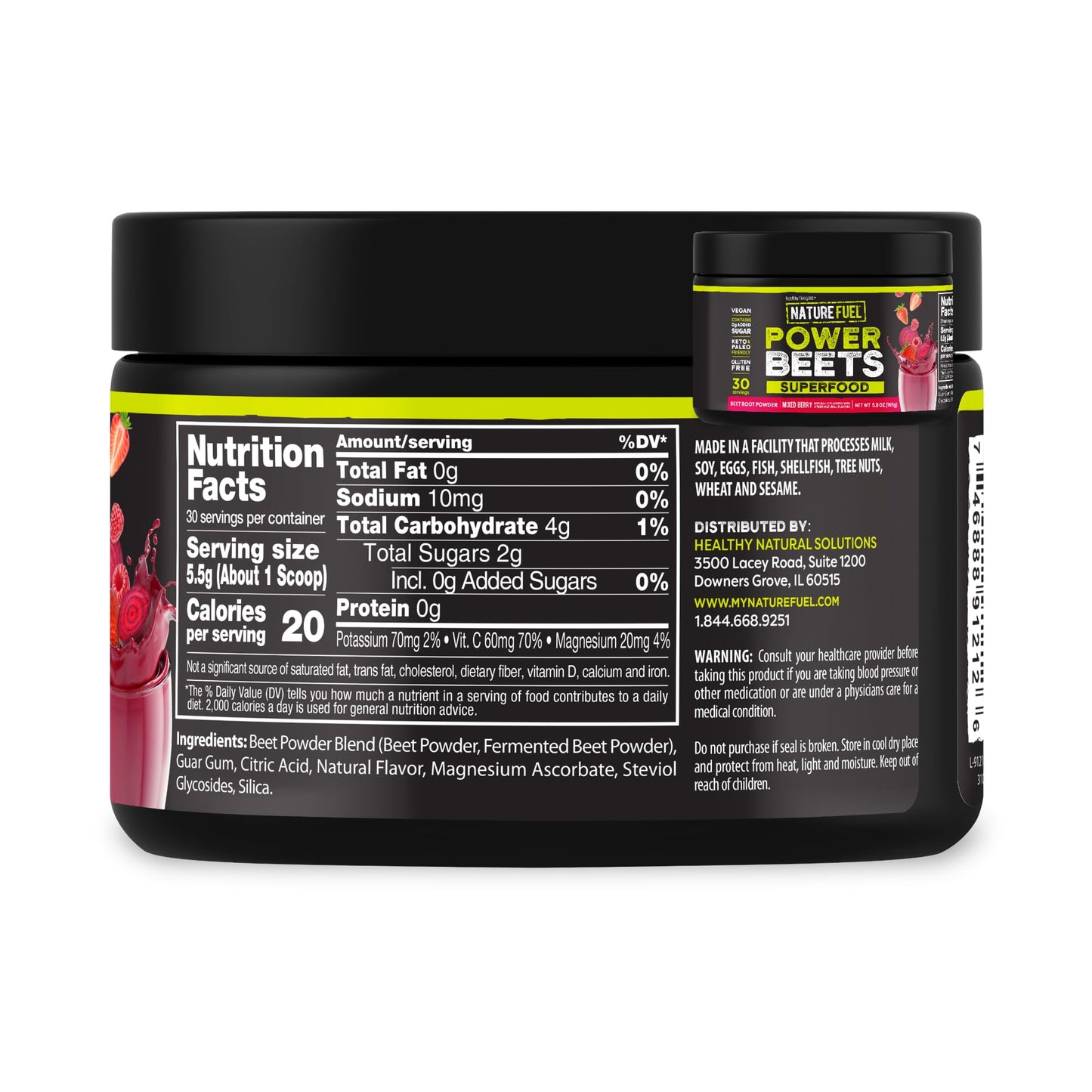 Healthy Delights Nature Fuel Power Beets Powder and Berberine Capsules, 60 Count