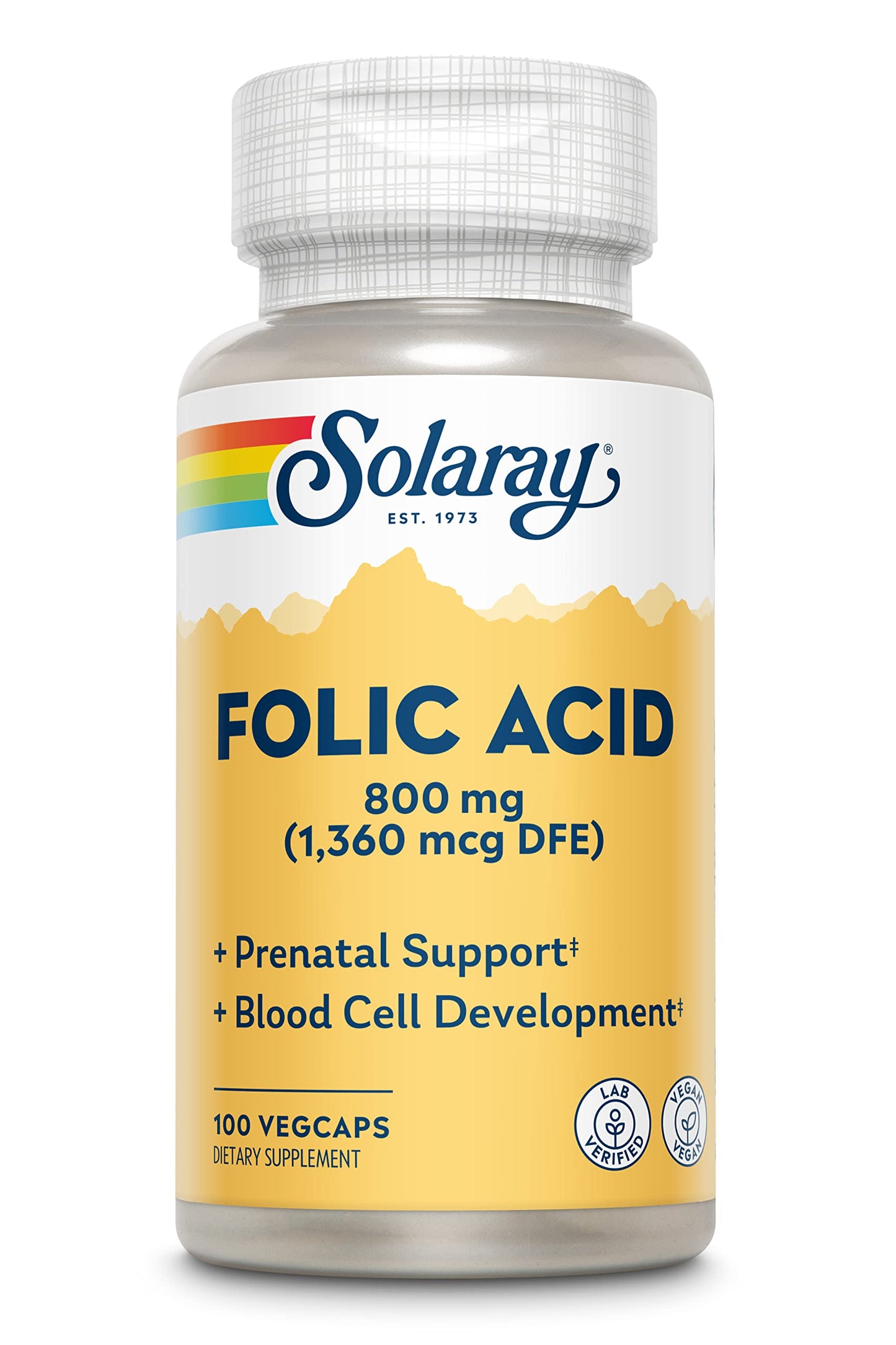 SOLARAY Folic Acid Capsules 1360mcg, 200 Capsules