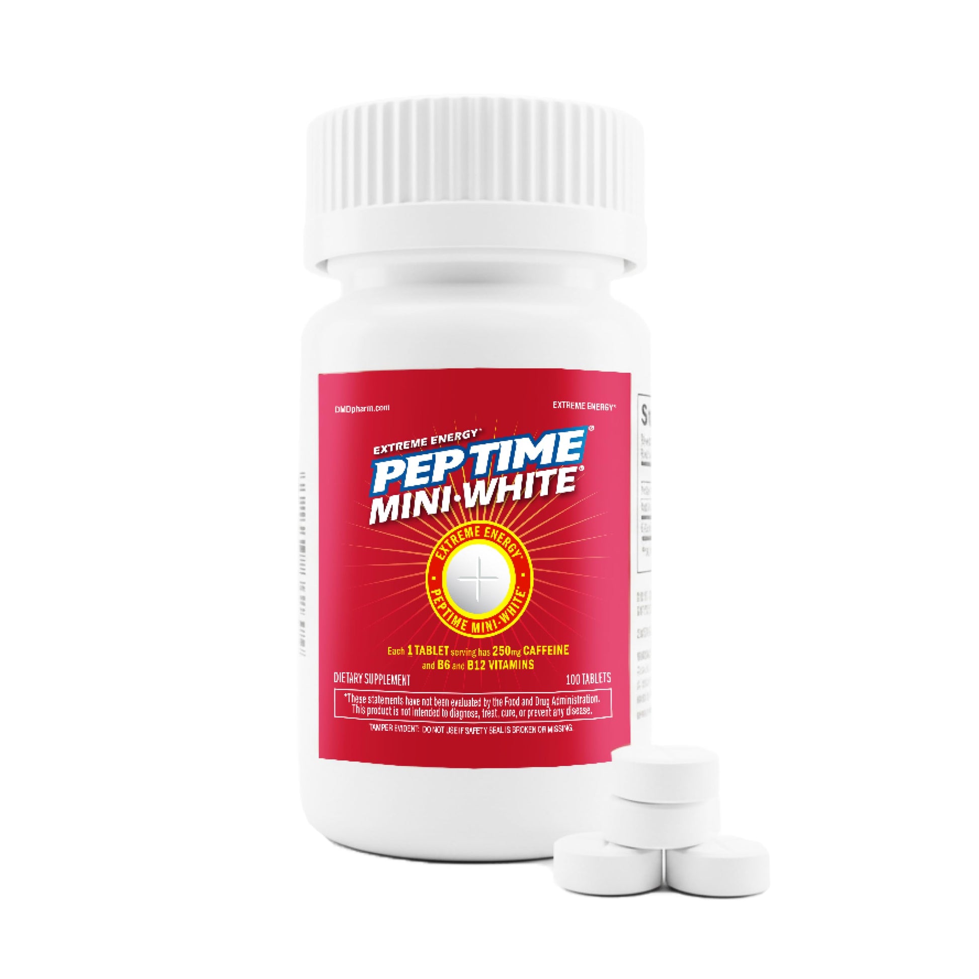 PEPTIME Energy Peptime Mini White Vitamins B6 and B12 Caffeine Tablets, 300 Count