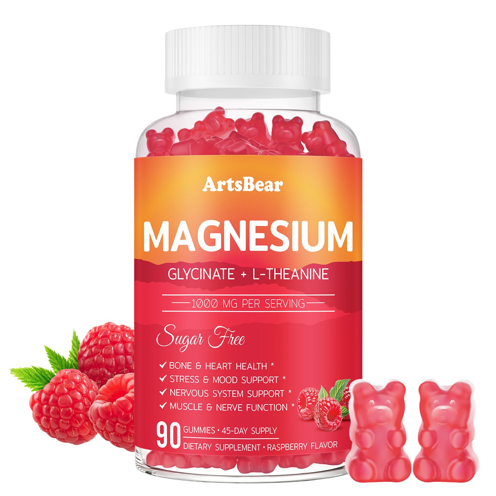 ArtsBear Magnesium Glycinate Gummies 1000mg Complex, 90 Count