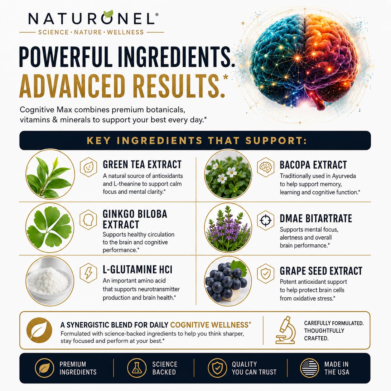 Naturonel Cognitive Max Brain Supplement Capsule 60 Count