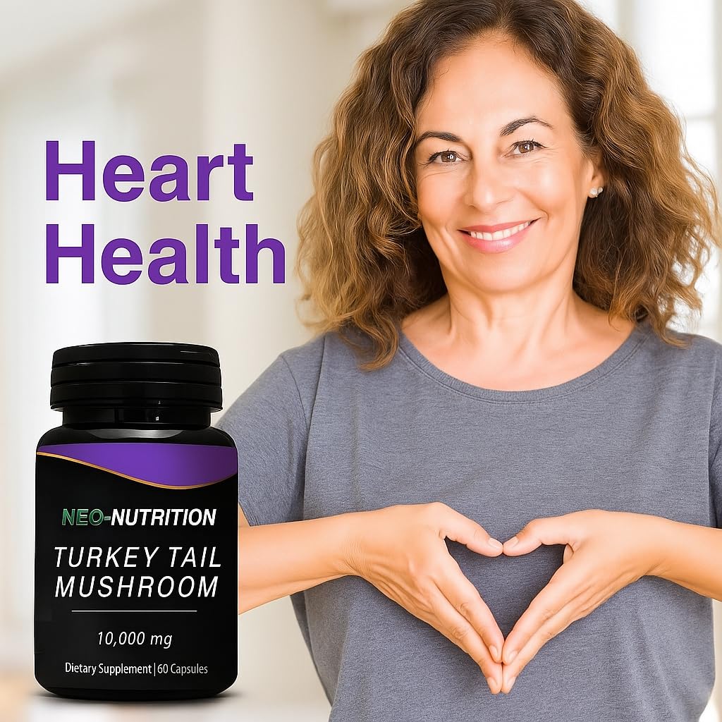 NEO-NUTRITION Turkey Tail Mushroom 10,000mg (Coriolus Versicolor) Capsule, 60 Count