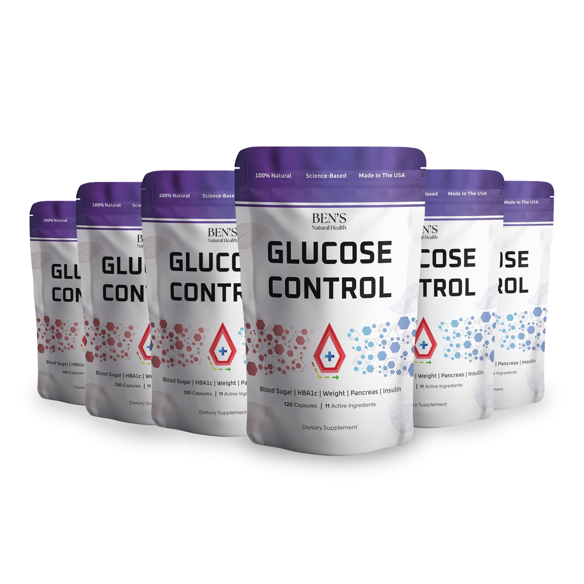 Ben's Natural Health Glucose Control Supplement with Berberine, Chromium, Inositol, Magnesium, 12 Ingredient Complex for Glucose and Carbohydrate Metabolism Support, 720 Capsules