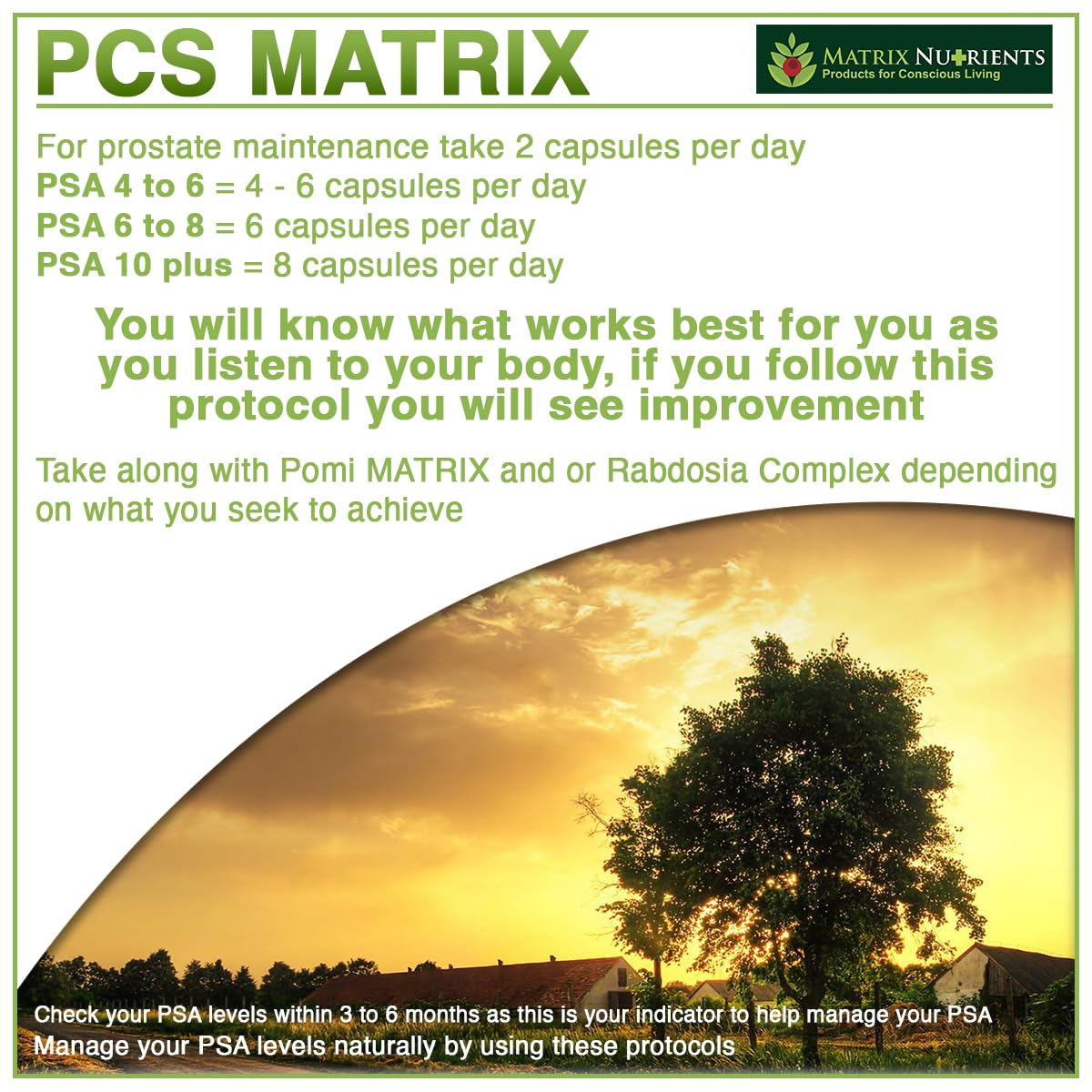 Matrix Nutrients PCS Matrix Lower PSA Levels for Healthy Prostate Capsules, 60 Count