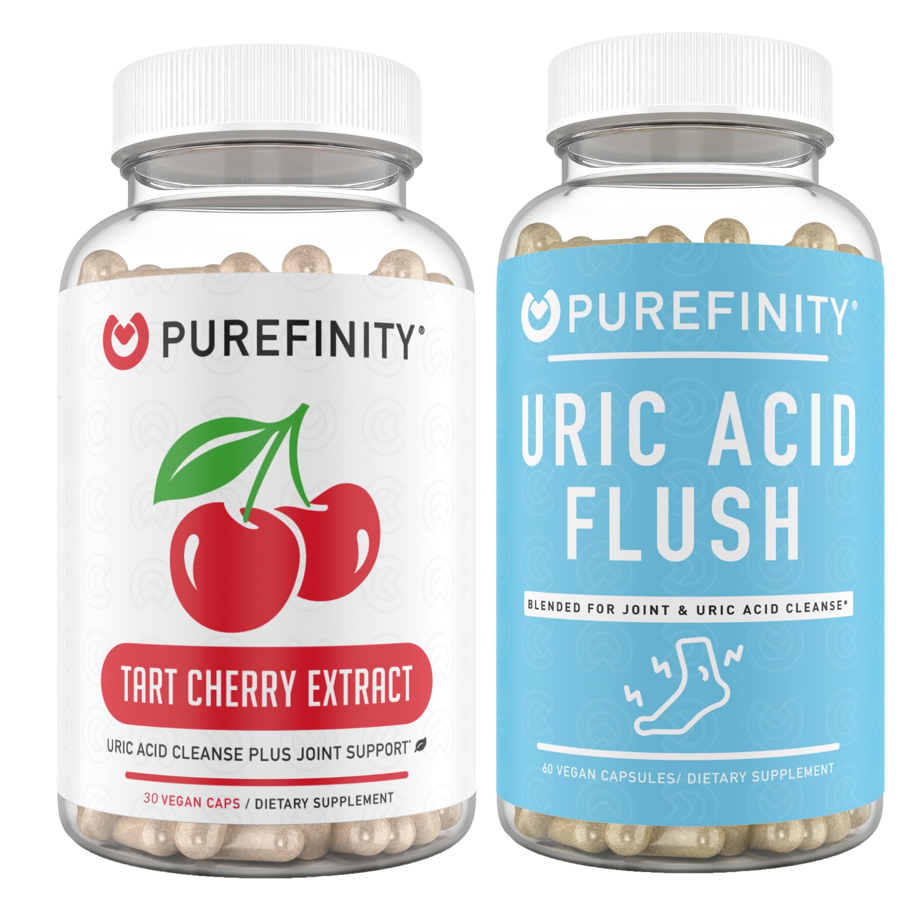 PUREFINITY Tart Cherry Extract Capsules + Uric Acid Flush Capsules Bundle, 90 Capsules