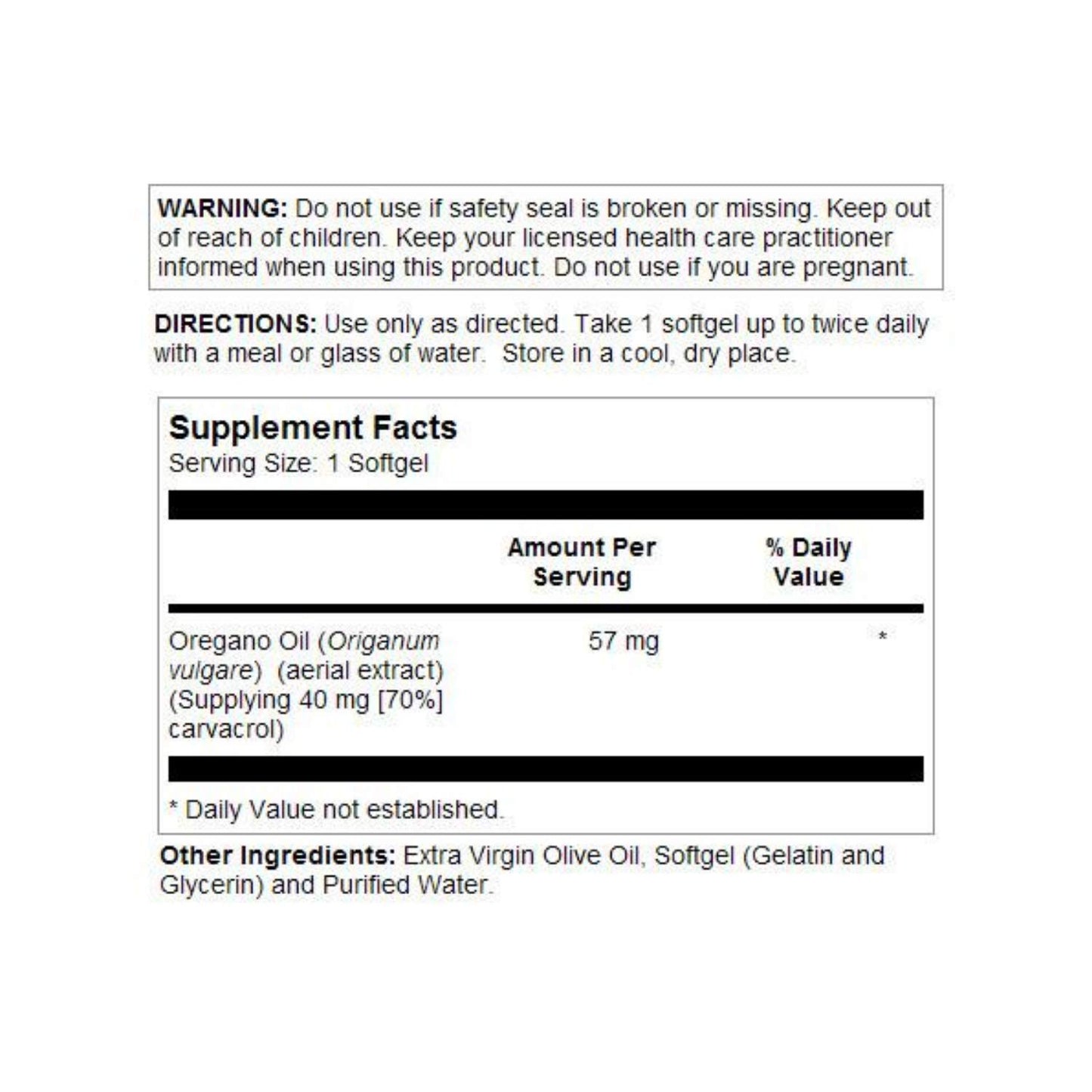 Solaray Oregano Oil Softgels 60 Count