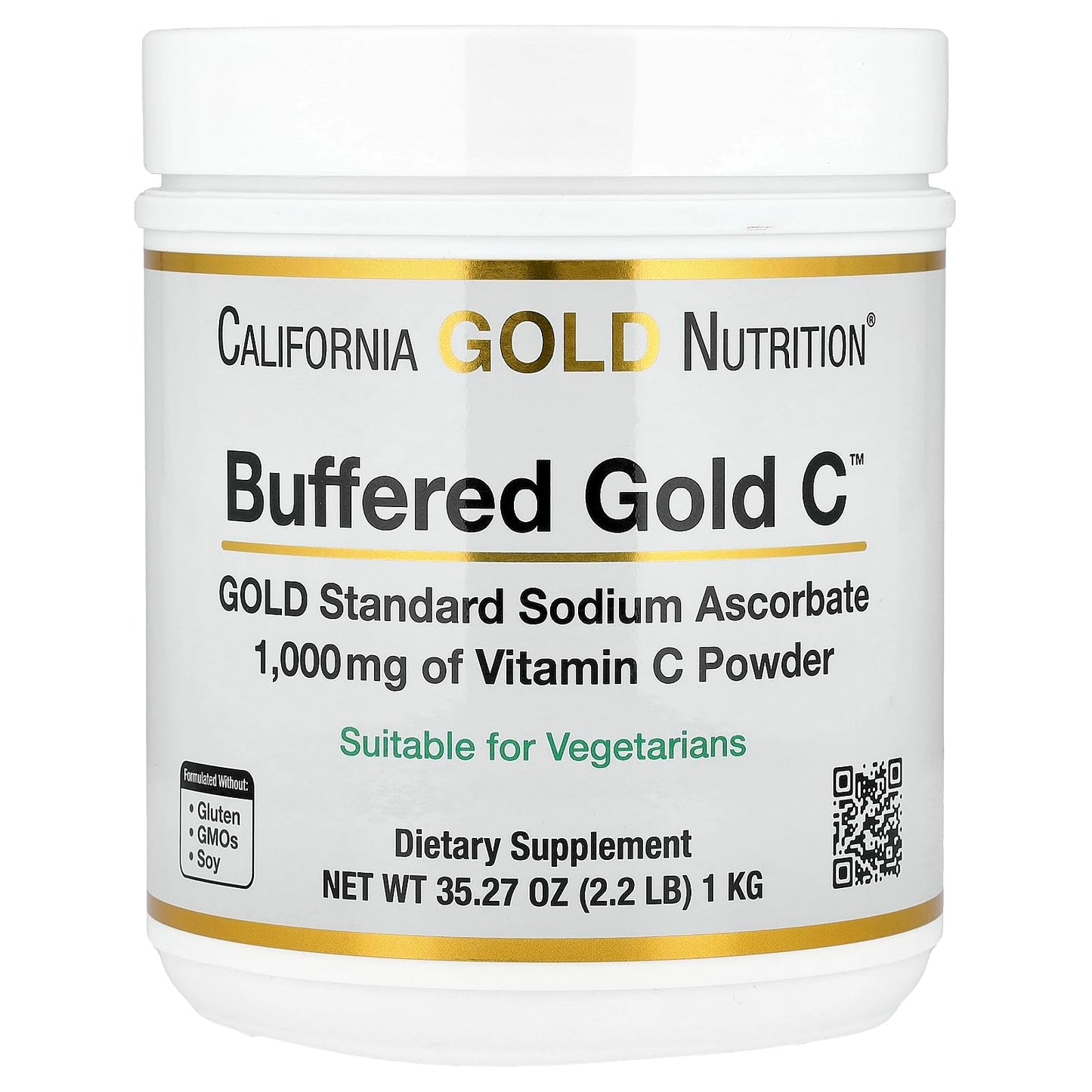 California Gold Nutrition Buffered Gold C Non-Acidic Vitamin C Powder, Sodium Ascorbate, 35.2 oz