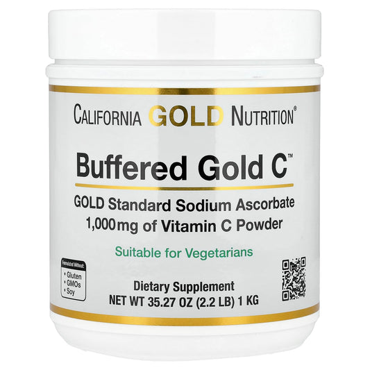 California Gold Nutrition Buffered Gold C Non-Acidic Vitamin C Powder, Sodium Ascorbate, 35.2 oz