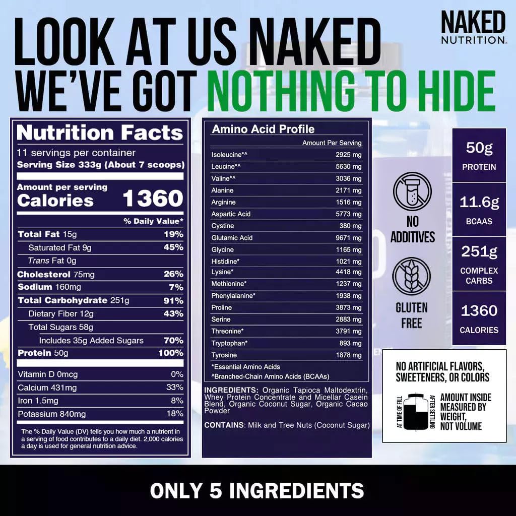NAKED Chocolate Mass Gainer Protein Powder 128 Servings