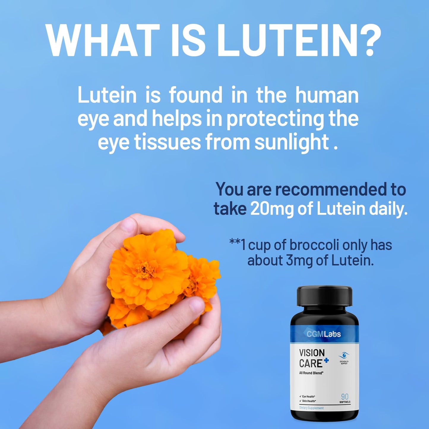 CGMLABS Vision Care Plus Eye Health Supplement, Lutein 20mg Softgels 90