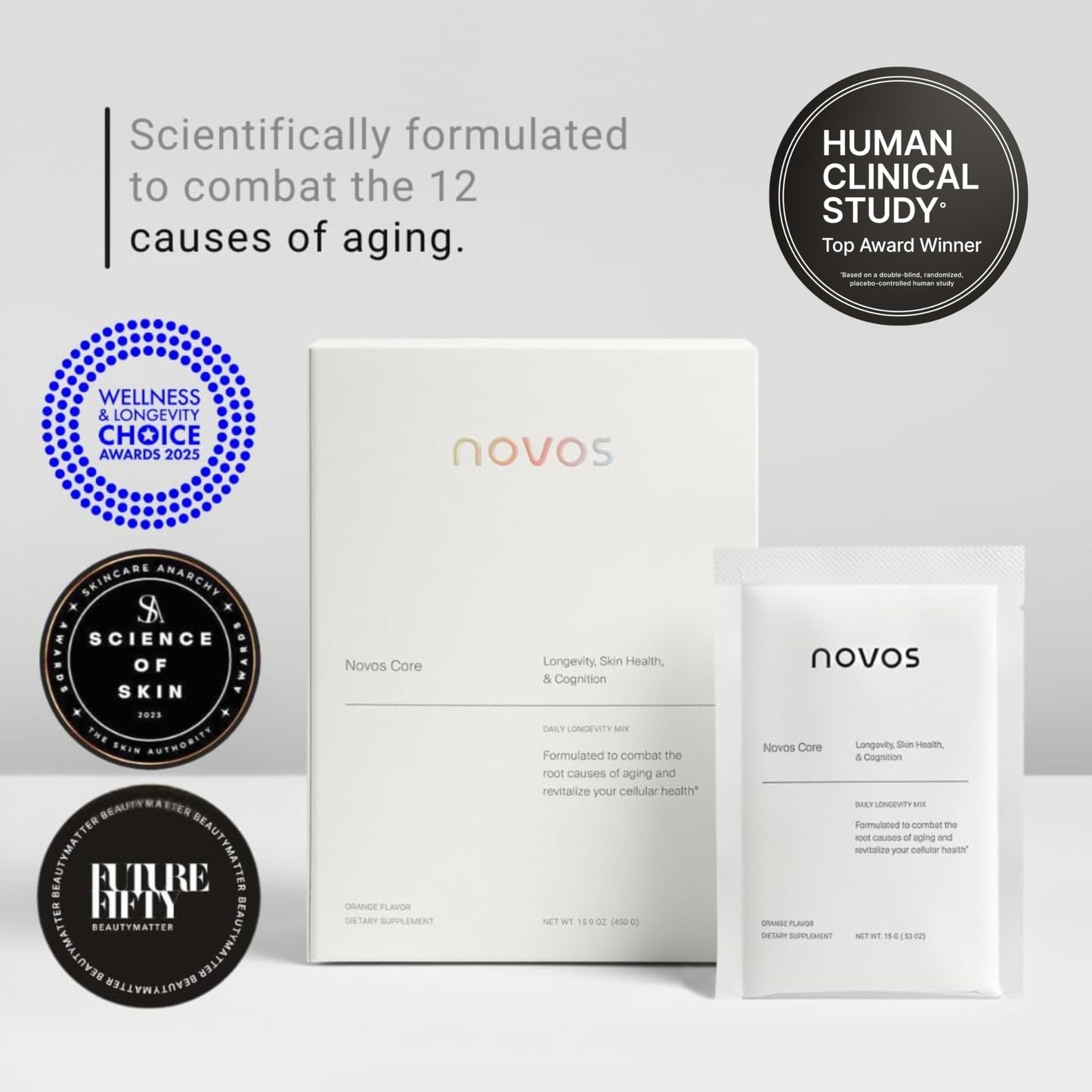 NOVOS Core Daily Longevity Supplement Powder 15.9 Ounce