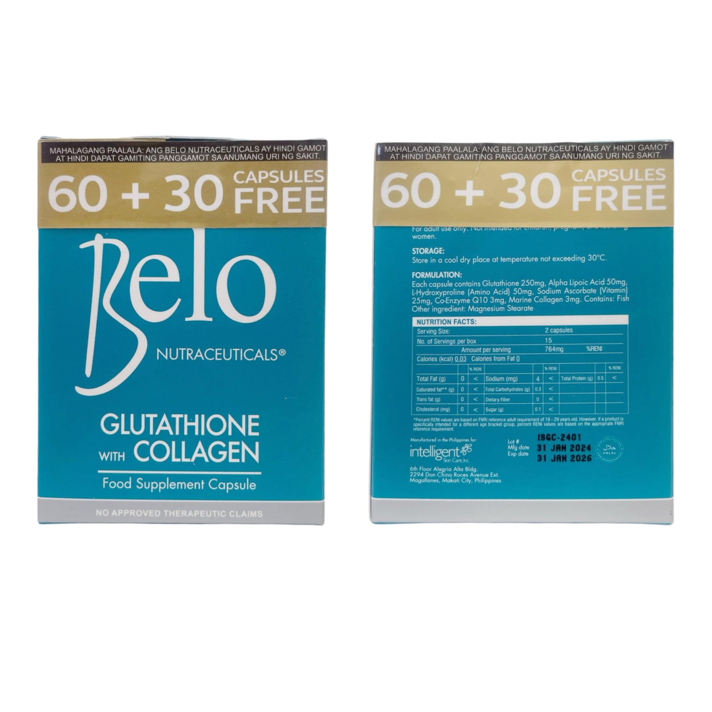 Belo Essentials Glutathione + Collagen Capsule, 1 Count