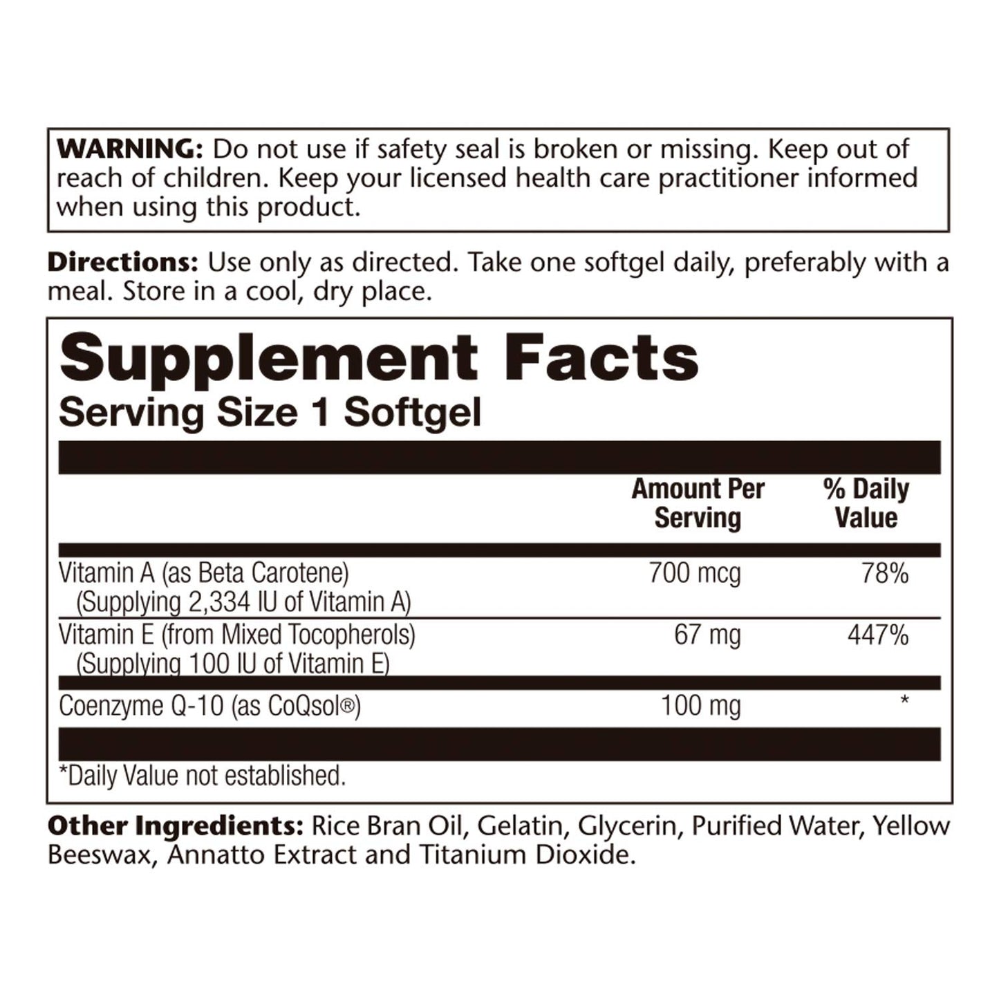 Solaray Bio CoQ10 100 mg Softgel 60