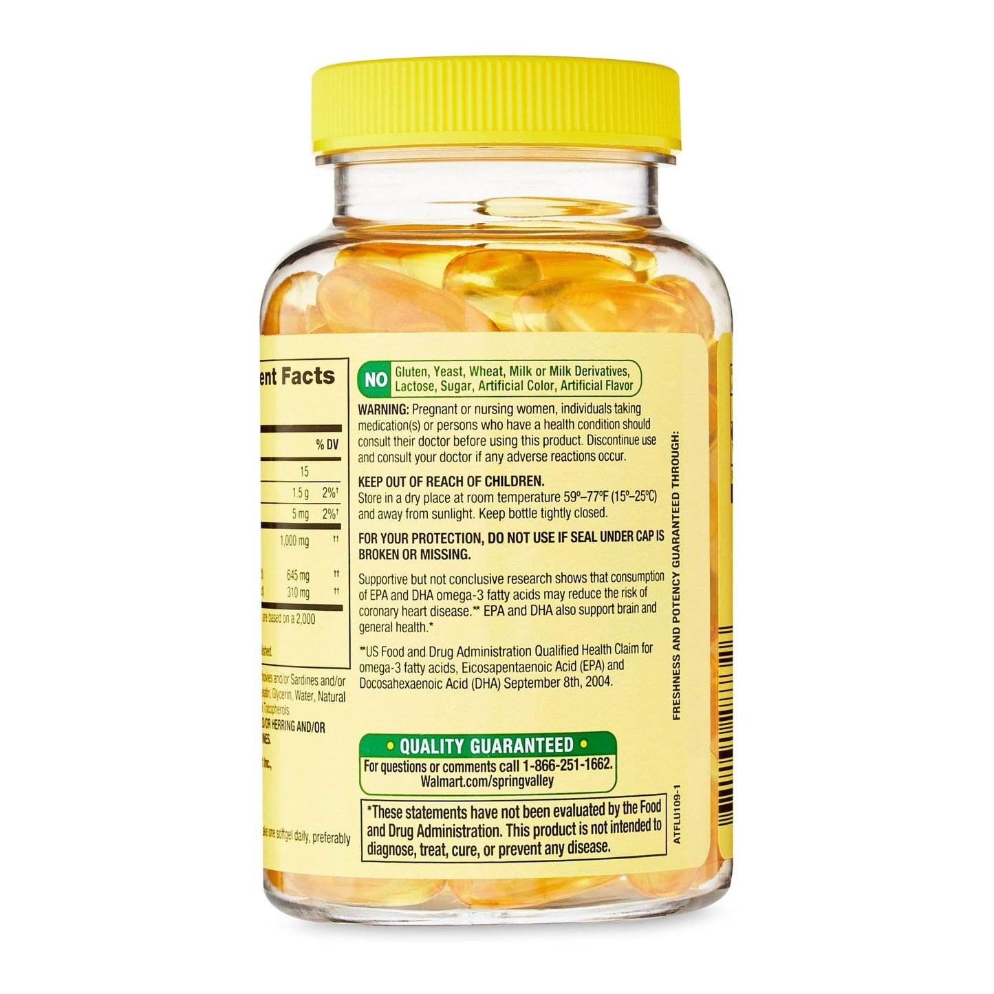 Fusion Shop Store Omega-3 1000mg Fish Oil Softgels, 60 Count