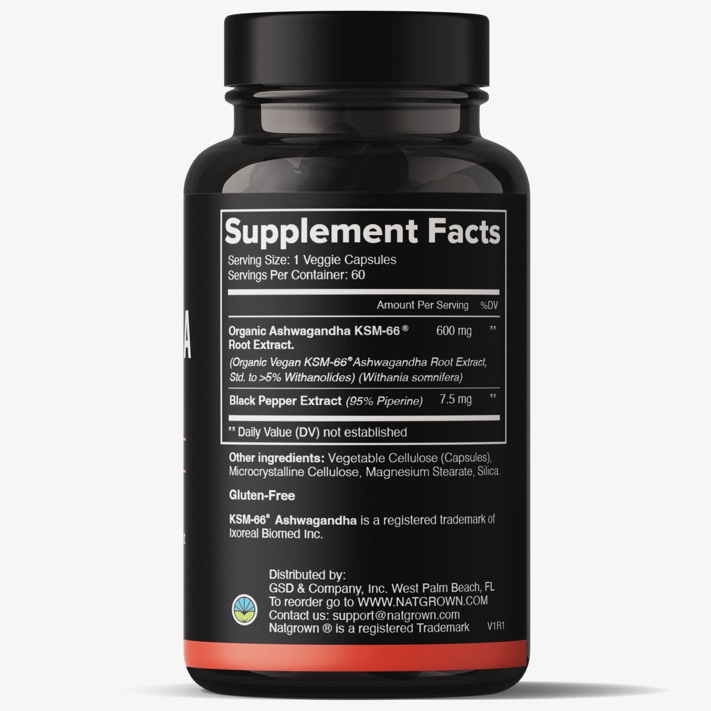 Natgrown Ashwagandha KSM 66 600 mg Supplement - Stress, Mood & Athletic Support - Organic KSM66 Root Extract with 5% Withanolides - Vegan Capsules, 60 Count