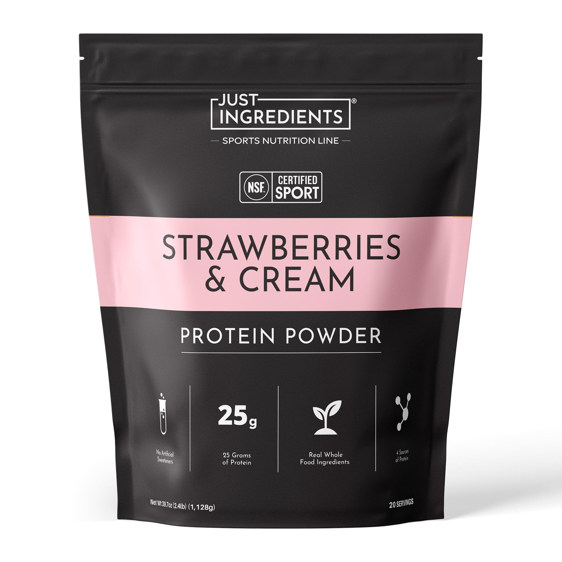 JUST INGREDIENTS Strawberries & Cream Protein Powder 20 Servings