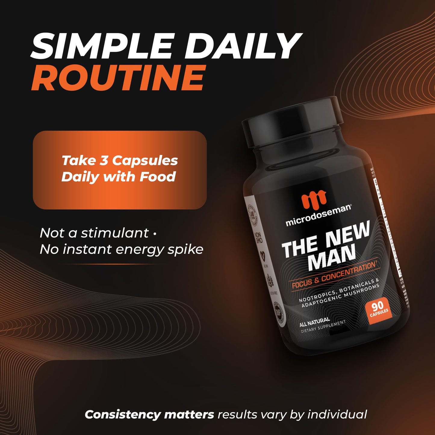 microdoseman The New Man Brain Supplements for Memory and Focus 90 Capsules