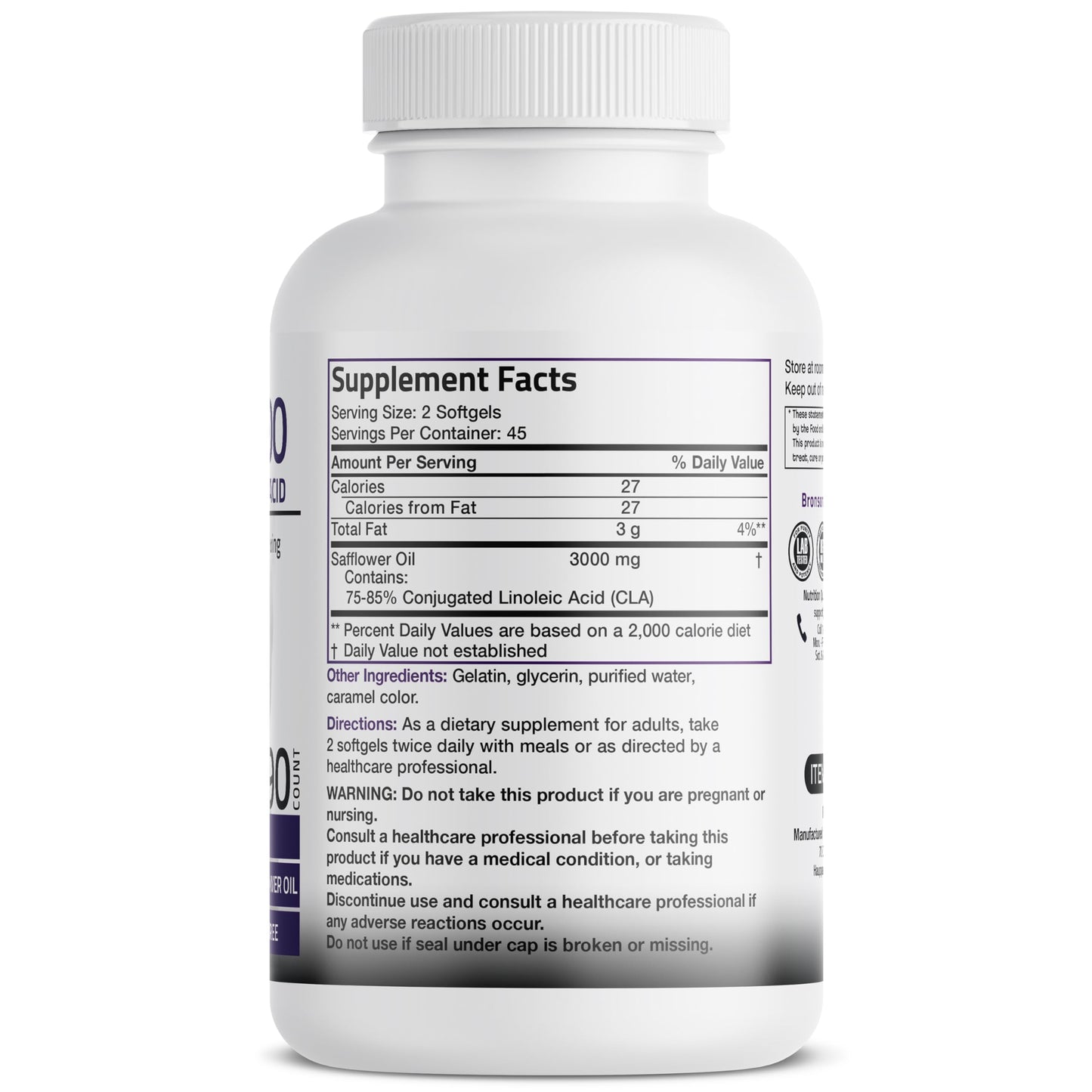 Bronson CLA 3000 Softgels, 90 Count