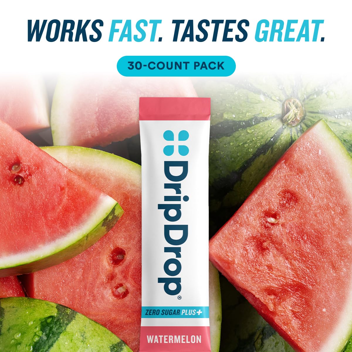 DripDrop Hydration Zero Sugar Plus Electrolyte Watermelon Powder, 30 Count