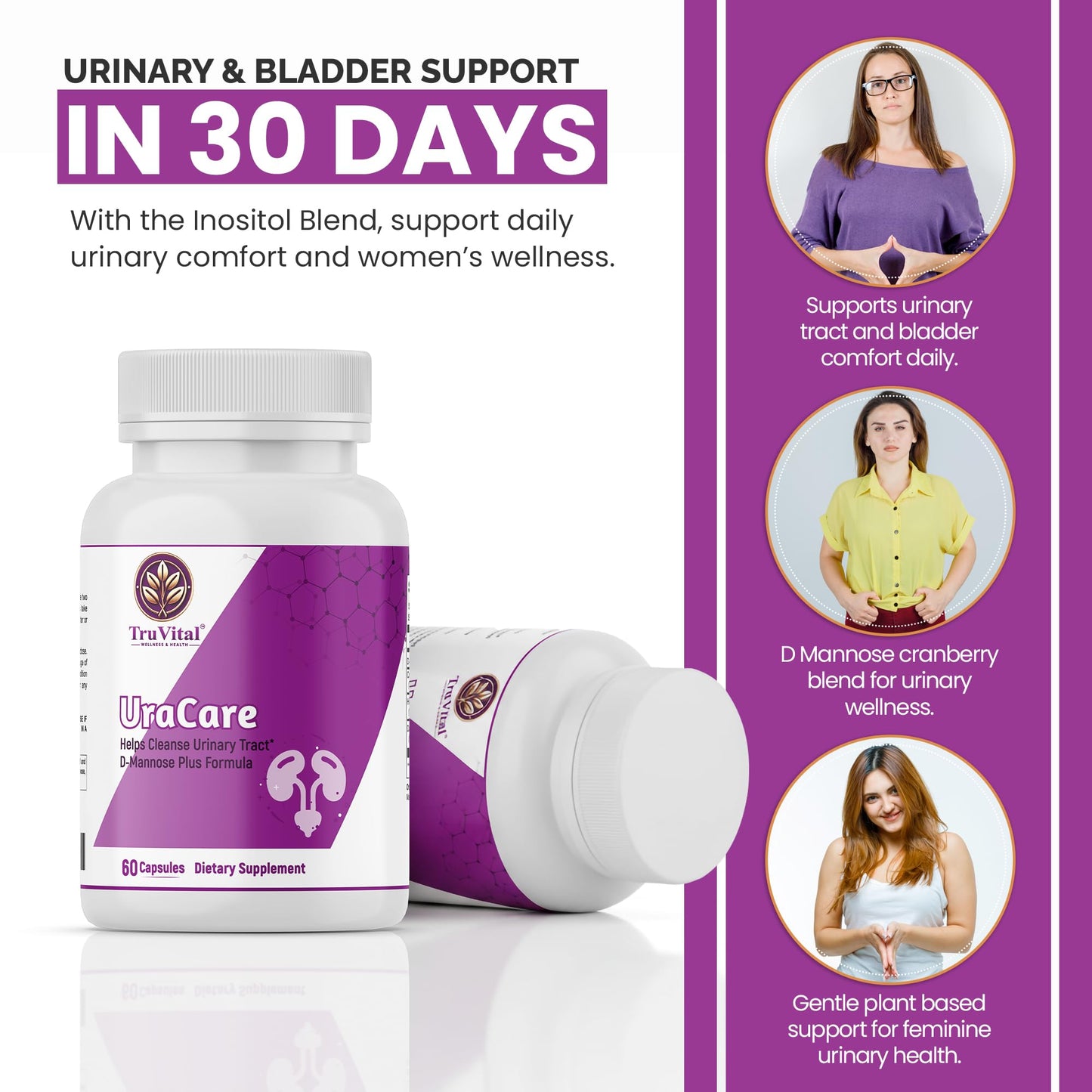 Tru Vital UraCare D-Mannose & Cranberry Extract 60 Capsules