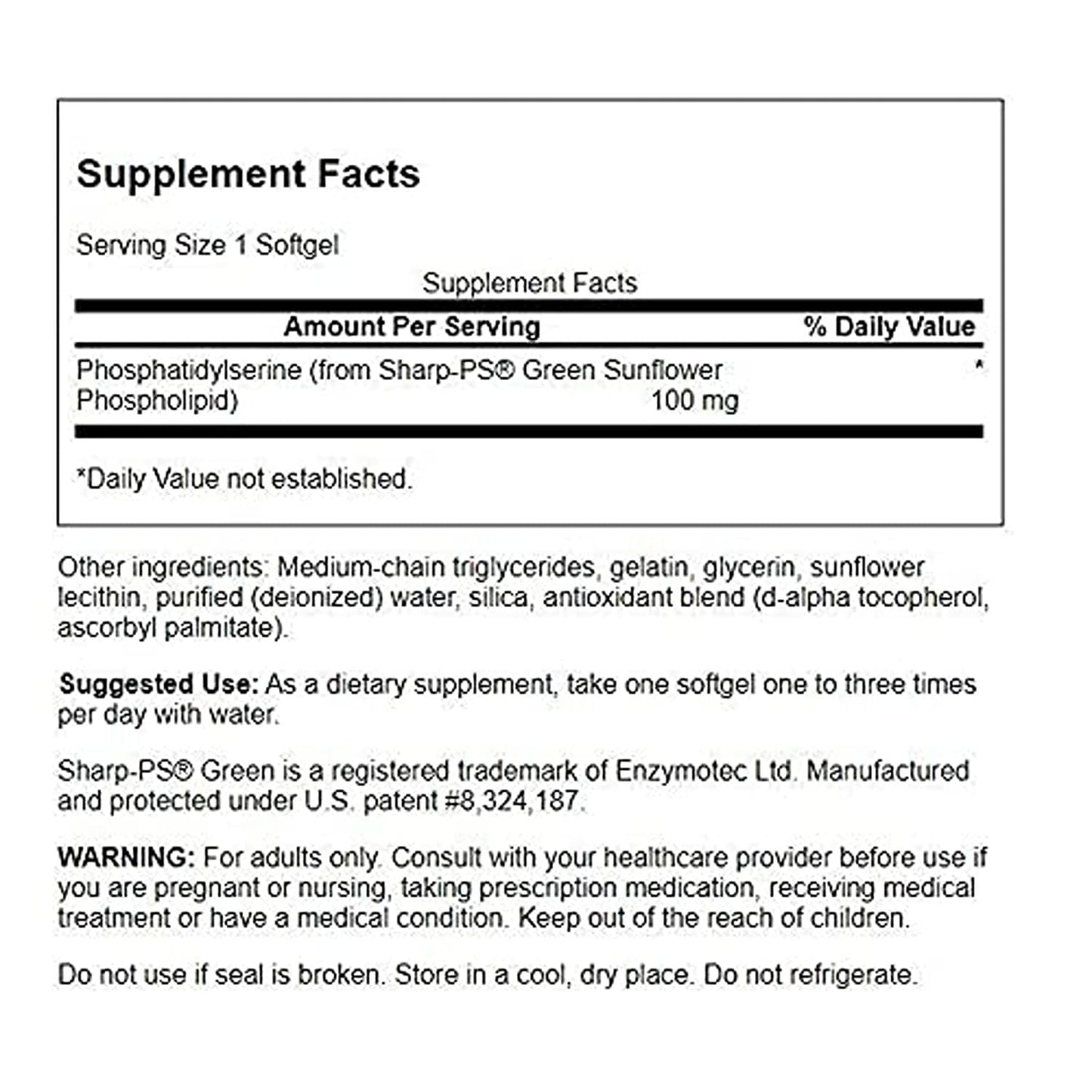 Swanson Phosphatidylserine 100 mg Softgels 180 Count