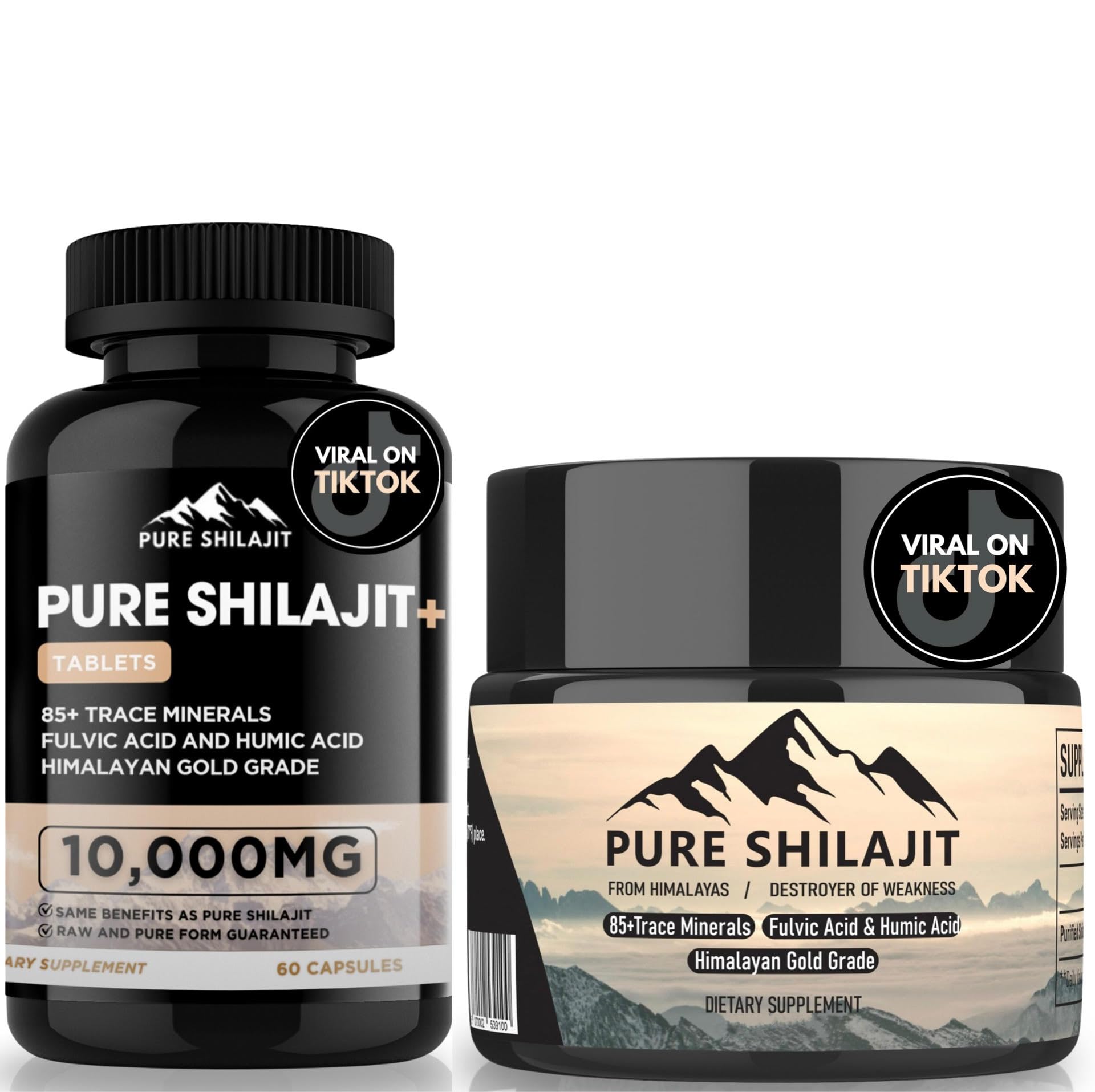 Pure Himalayan Shilajit Shilajit Capsules + Resin, 2 Count