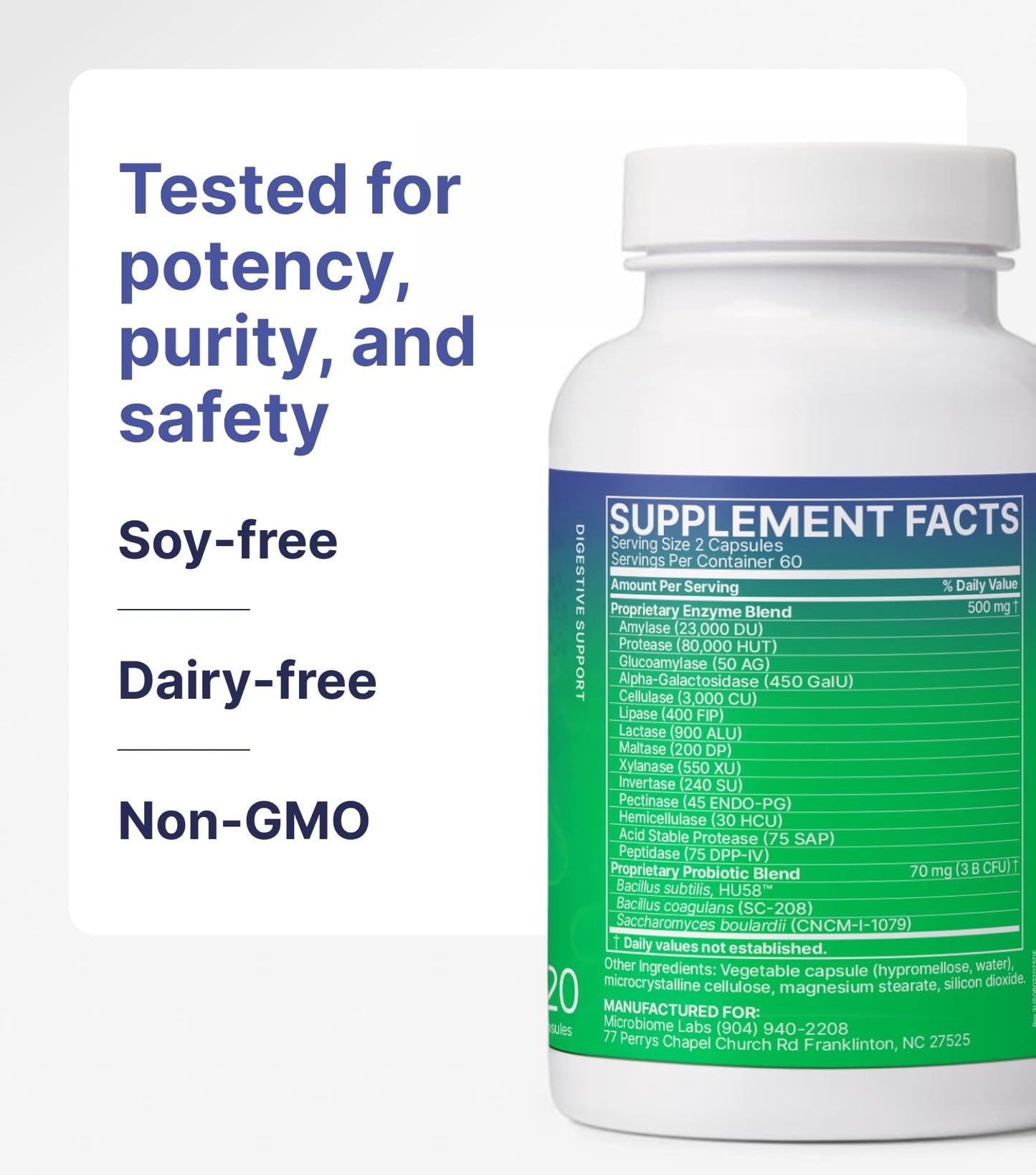 Microbiome Labs DigestMate Digestive Enzyme and Probiotic Supplement 120 Capsules