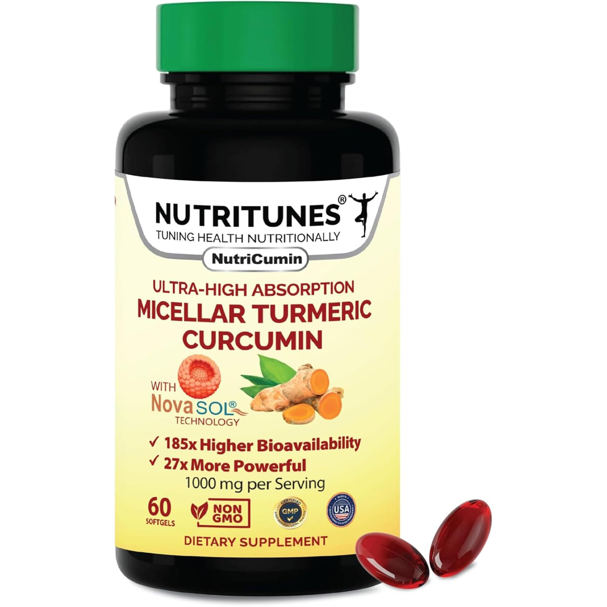 Nutritunes NutriCumin NovaSOL Turmeric Curcumin Softgel 60