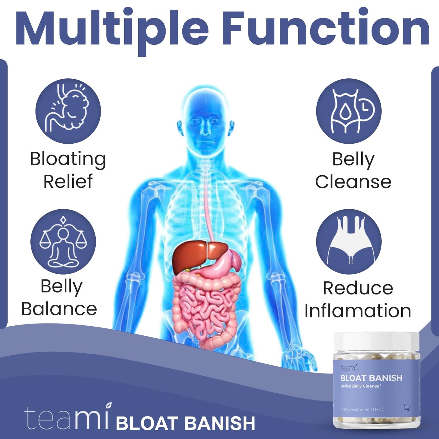 Teami Bloat Banish Debloat Pills Capsules, 60 Count