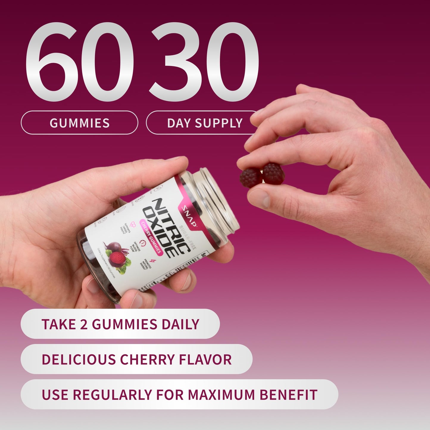 Snap Supplements Nitric Oxide Gummies 60 Count