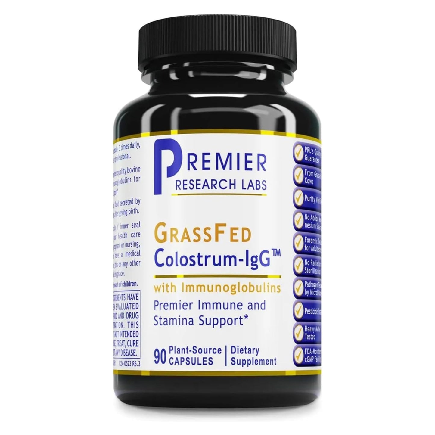 Premier Research Labs Colostrum-IgG Colostrum Supplement Grass Fed Bovine Colostrum for Humans, Immune Support & Gut Health Superfood with Lactoferrin, Amino Acids, Nucleotides, 90 Capsules
