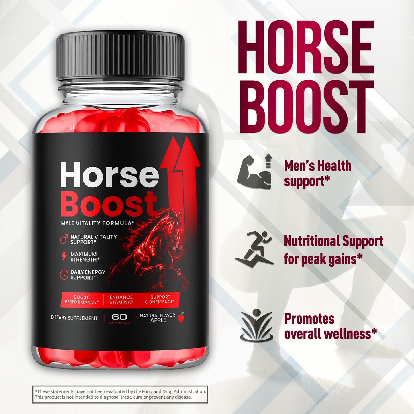 Flex University Horse Boost Gummies for Men Chewable, 180 Count