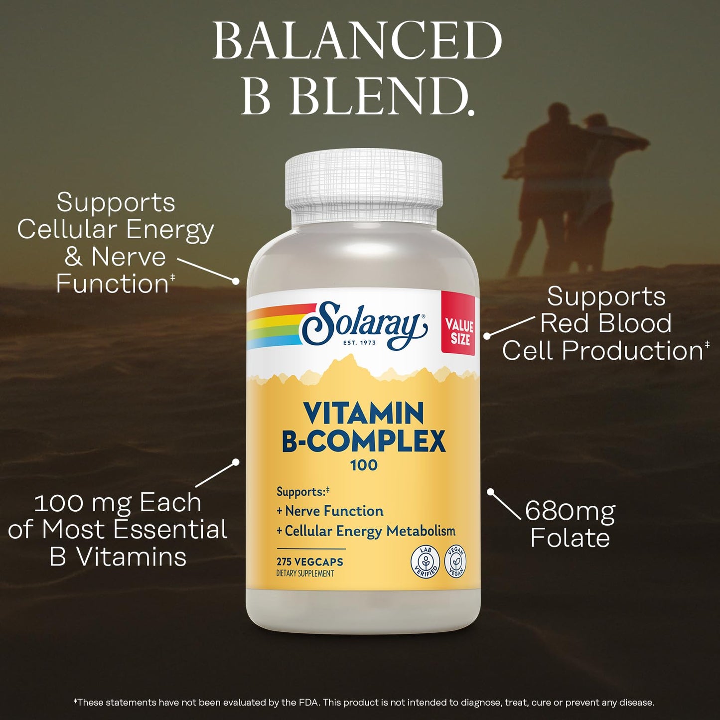 SOLARAY Vitamin B Complex 100mg Capsule, 275 Count