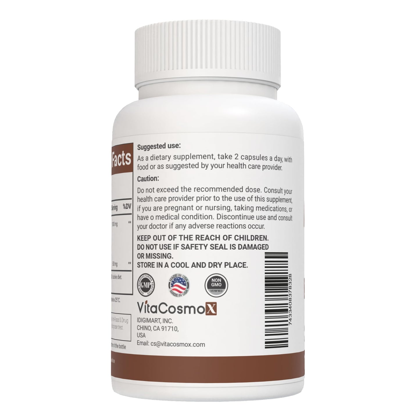 VitaCosmoX Brown Seaweed Extract 500mg Fucoidan, Capsules, 120 Count